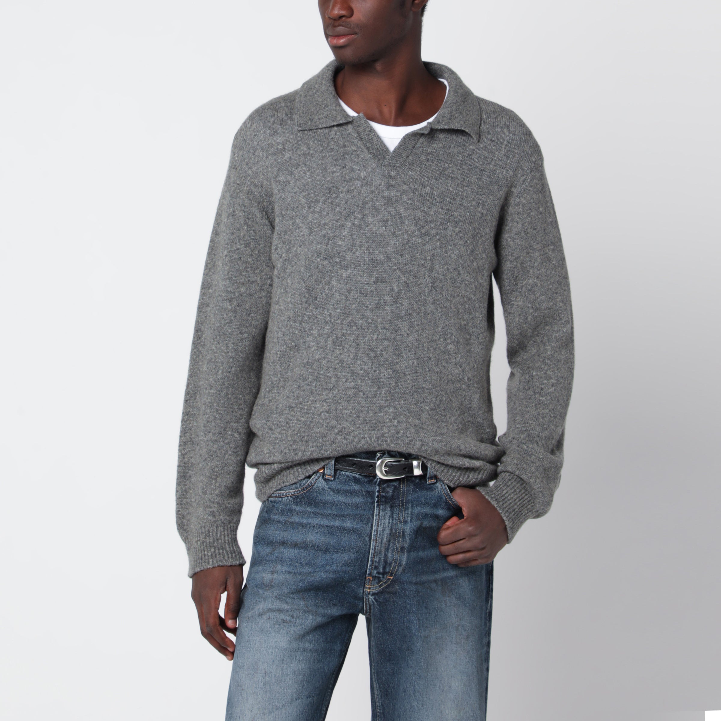 Roberto collina Grey Mélange Wool Sweater