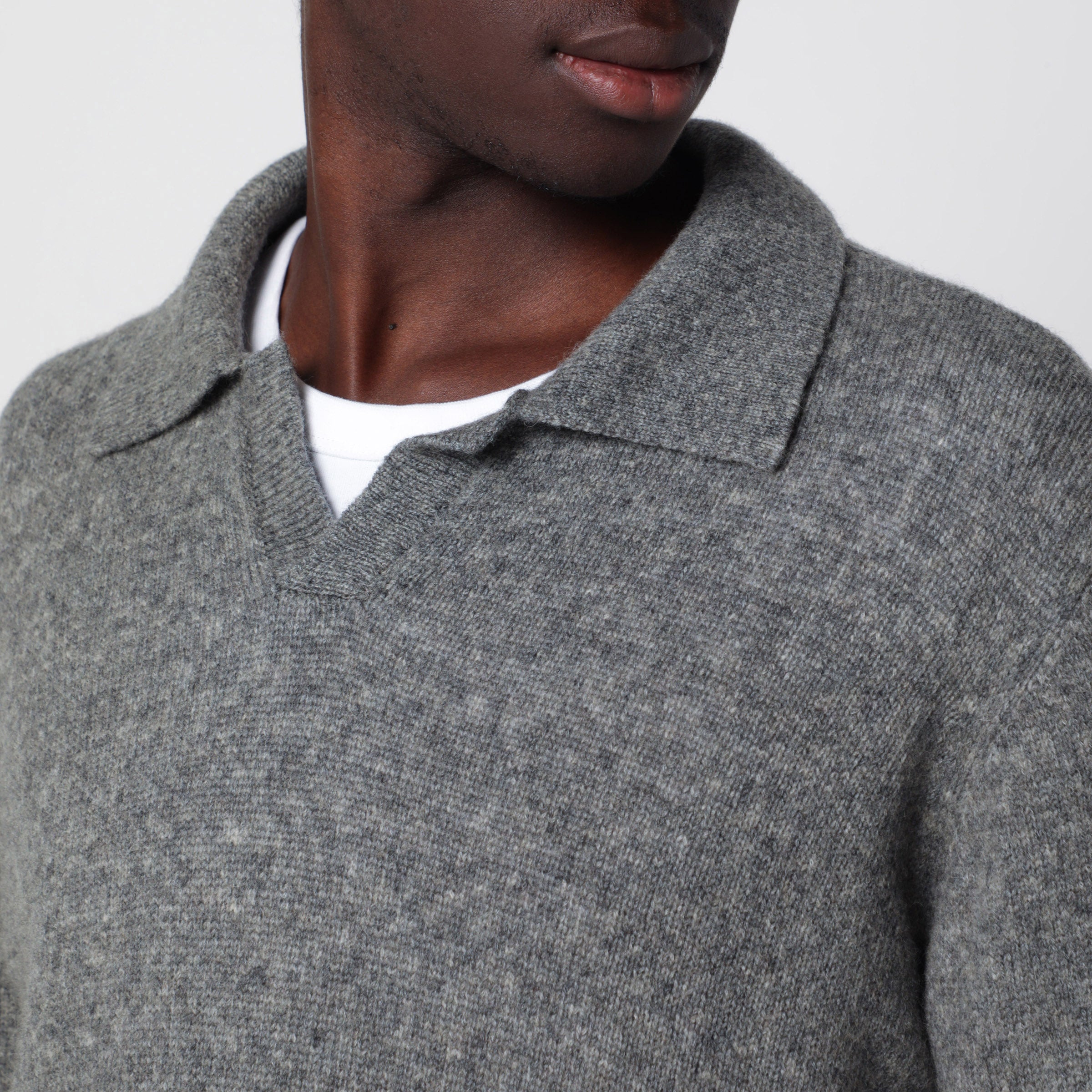 Roberto collina Grey Mรฉlange Wool Sweater