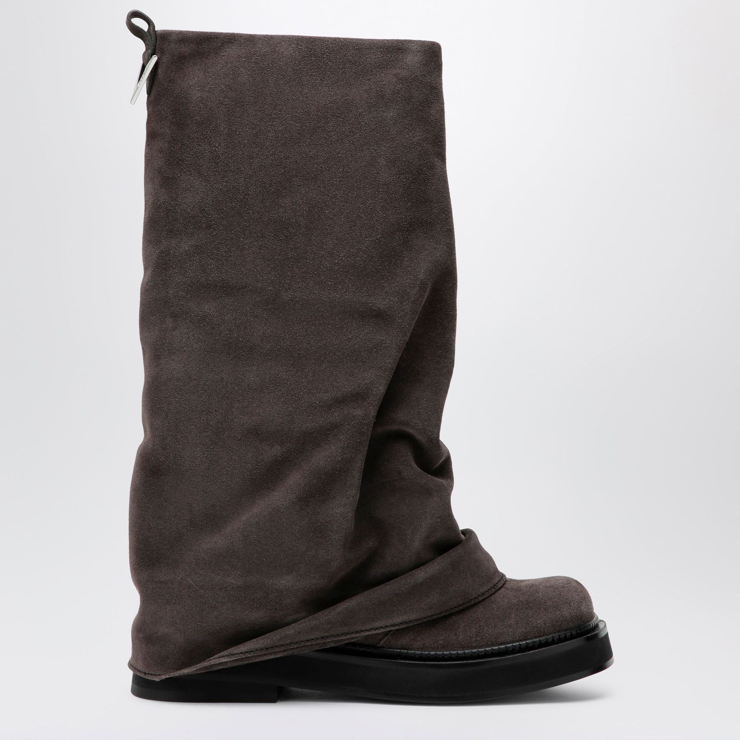 The Attico Robin Combat Boots In Suede, Dark Gray