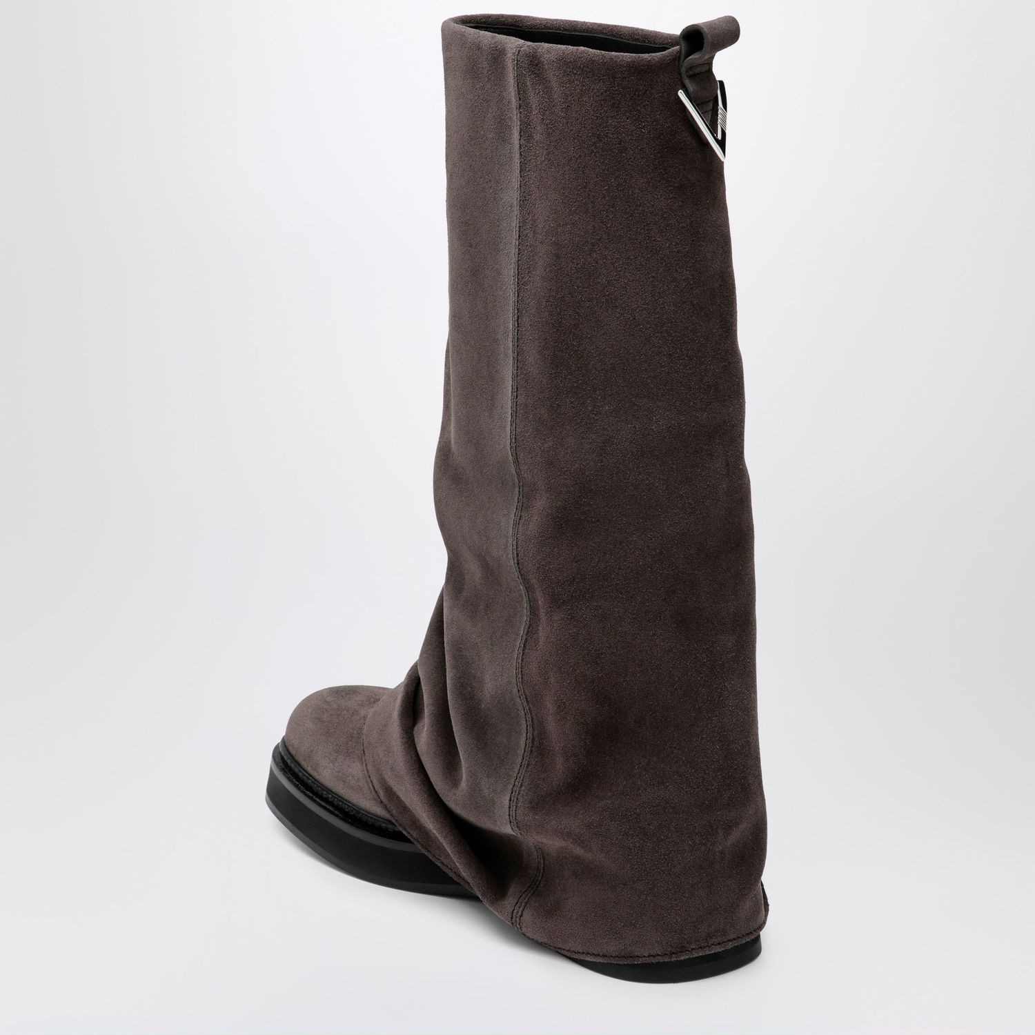 The Attico Robin Combat Boots In Suede, Dark Gray