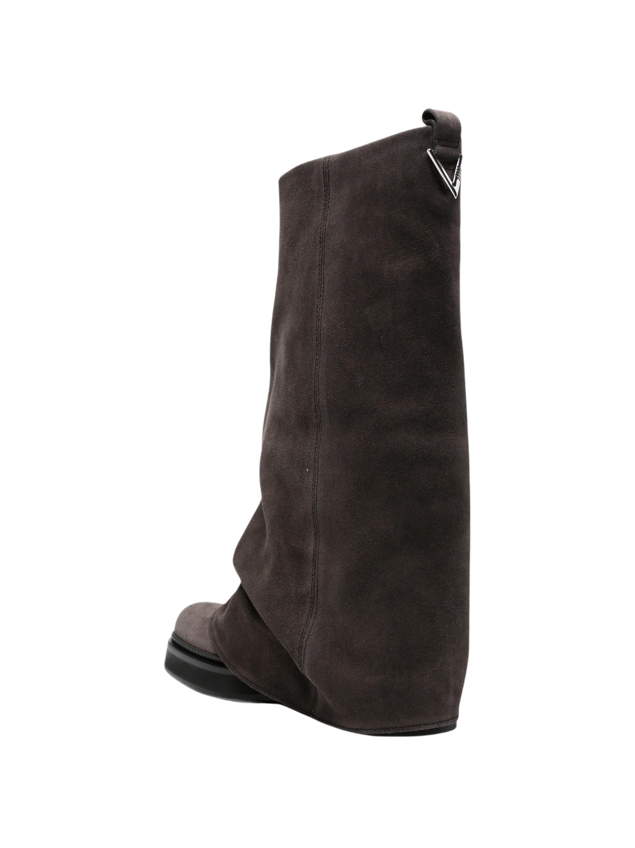 The Attico Robin Combat Boots In Suede, Dark Gray