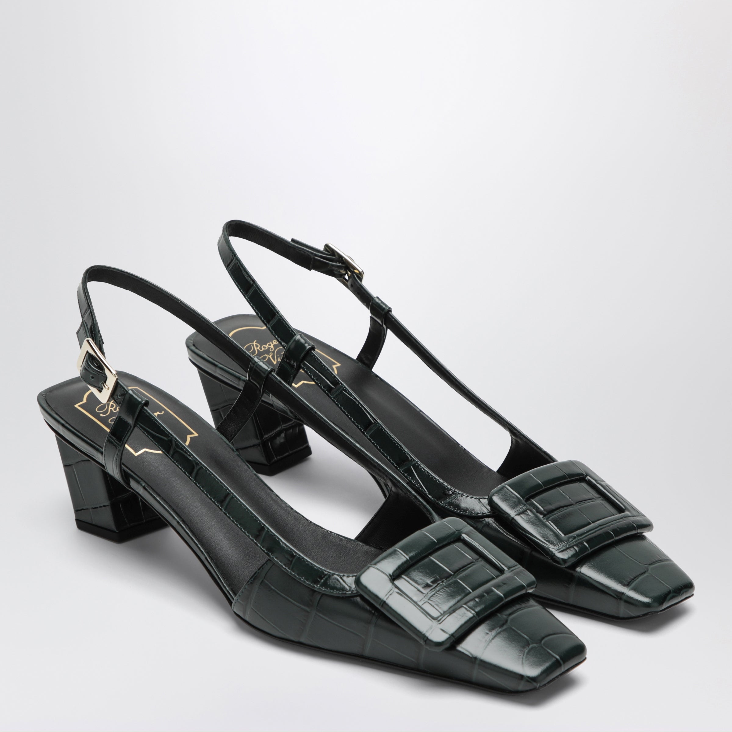 Roger Vivier Belle Vivier Night Green Slingback Pumps