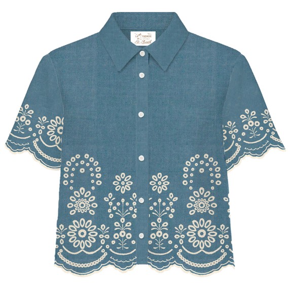 Mc2 Saint Barth Saint Barth Denim Blue Cotton Shirt
