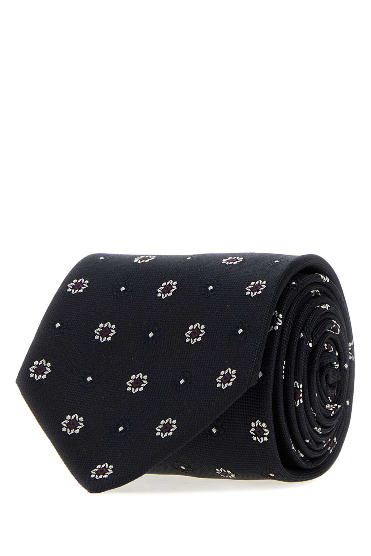 Saint Laurent Cravate Fleurs Bicolor