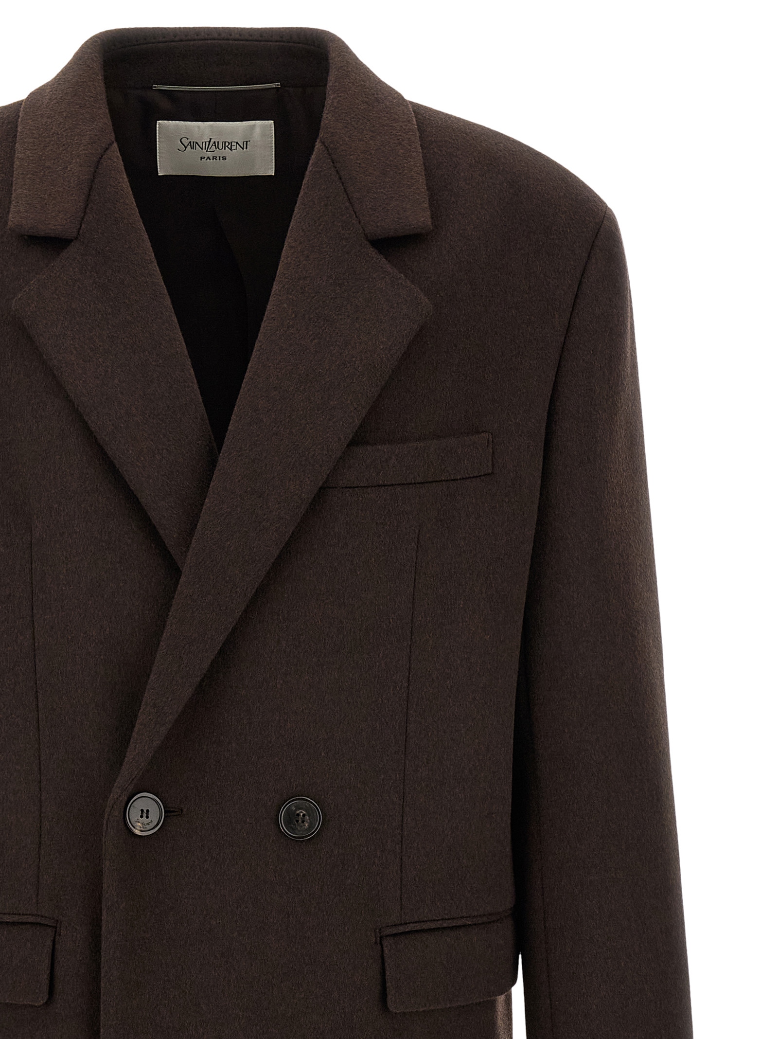 Saint Laurent Double-Face Combed Wool Coat