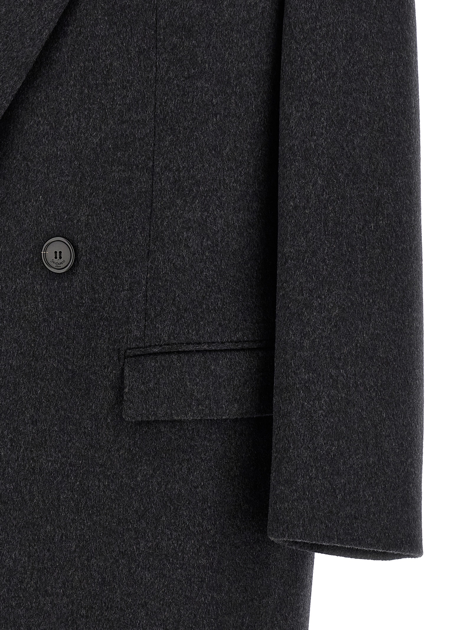 Saint Laurent Double-Face Combed Wool Coat