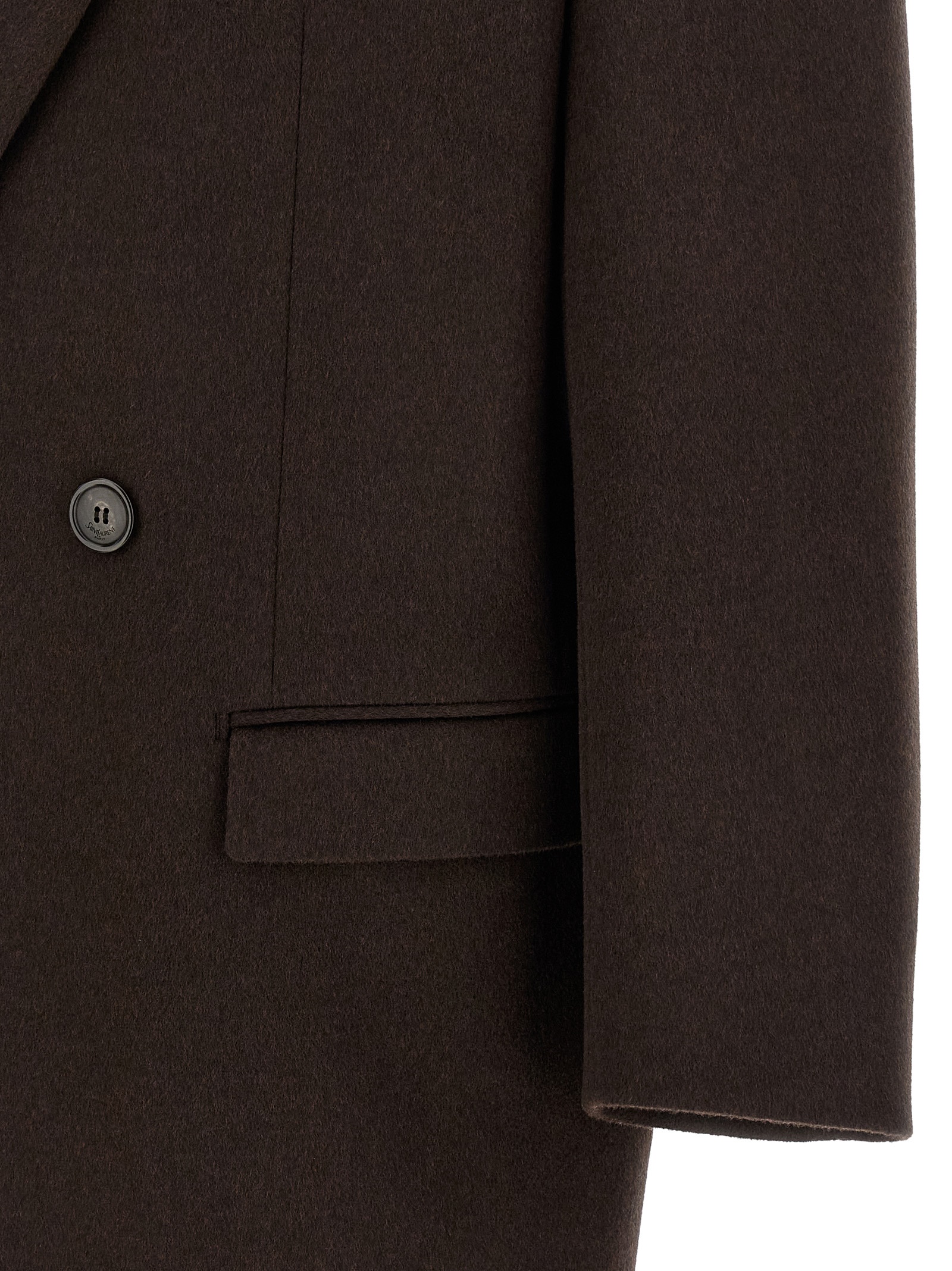 Saint Laurent Double-Face Combed Wool Coat