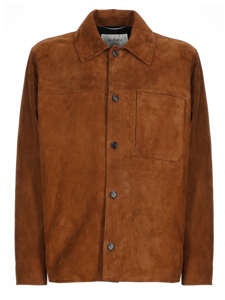 Saint Laurent Overshirt In Suede