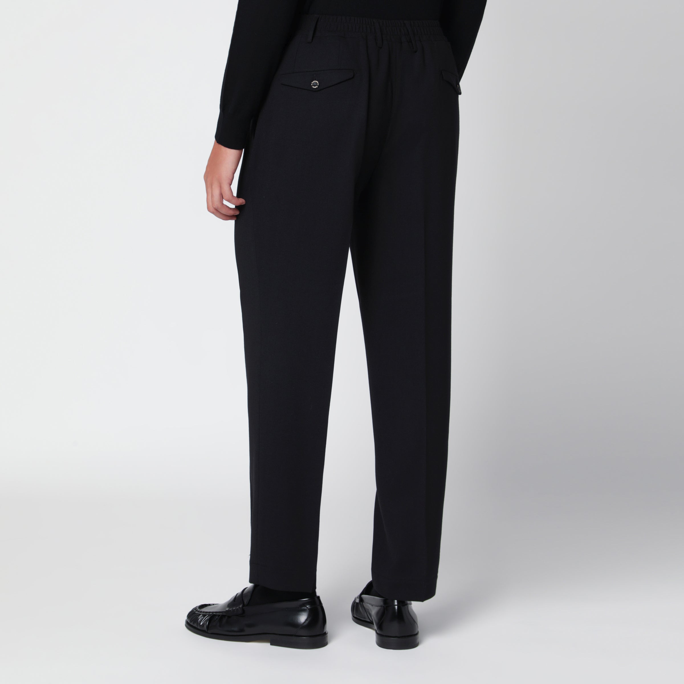 Santaniello Black Trousers In Wool Blend