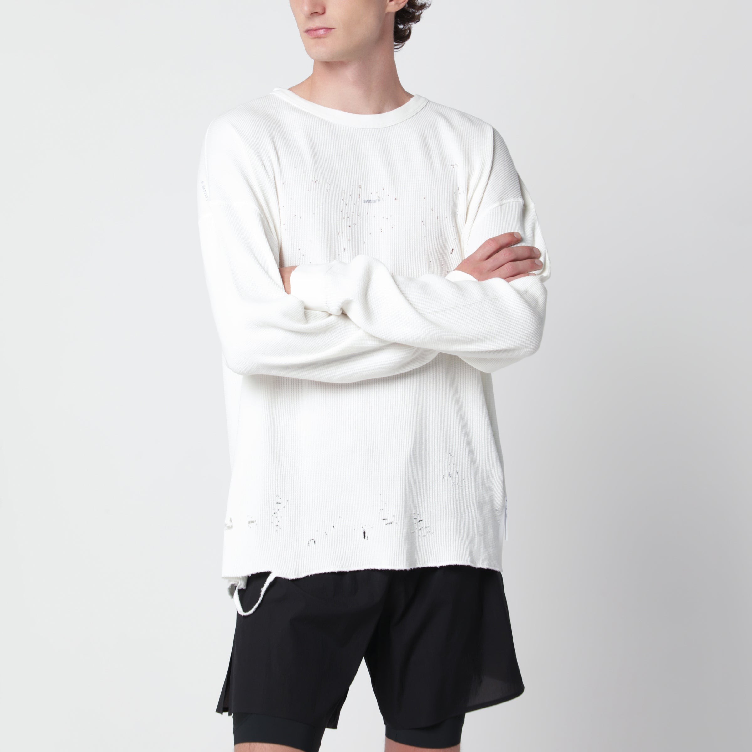 Satisfy Mothtech Aged Ecru T-Shirt With Holes