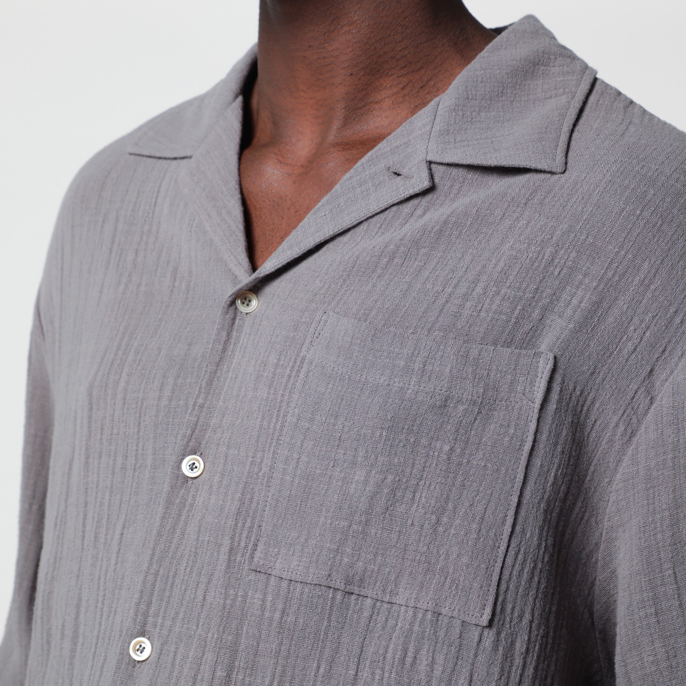Sefr Séfr Grey Crinkled-Effect Cotton Shirt