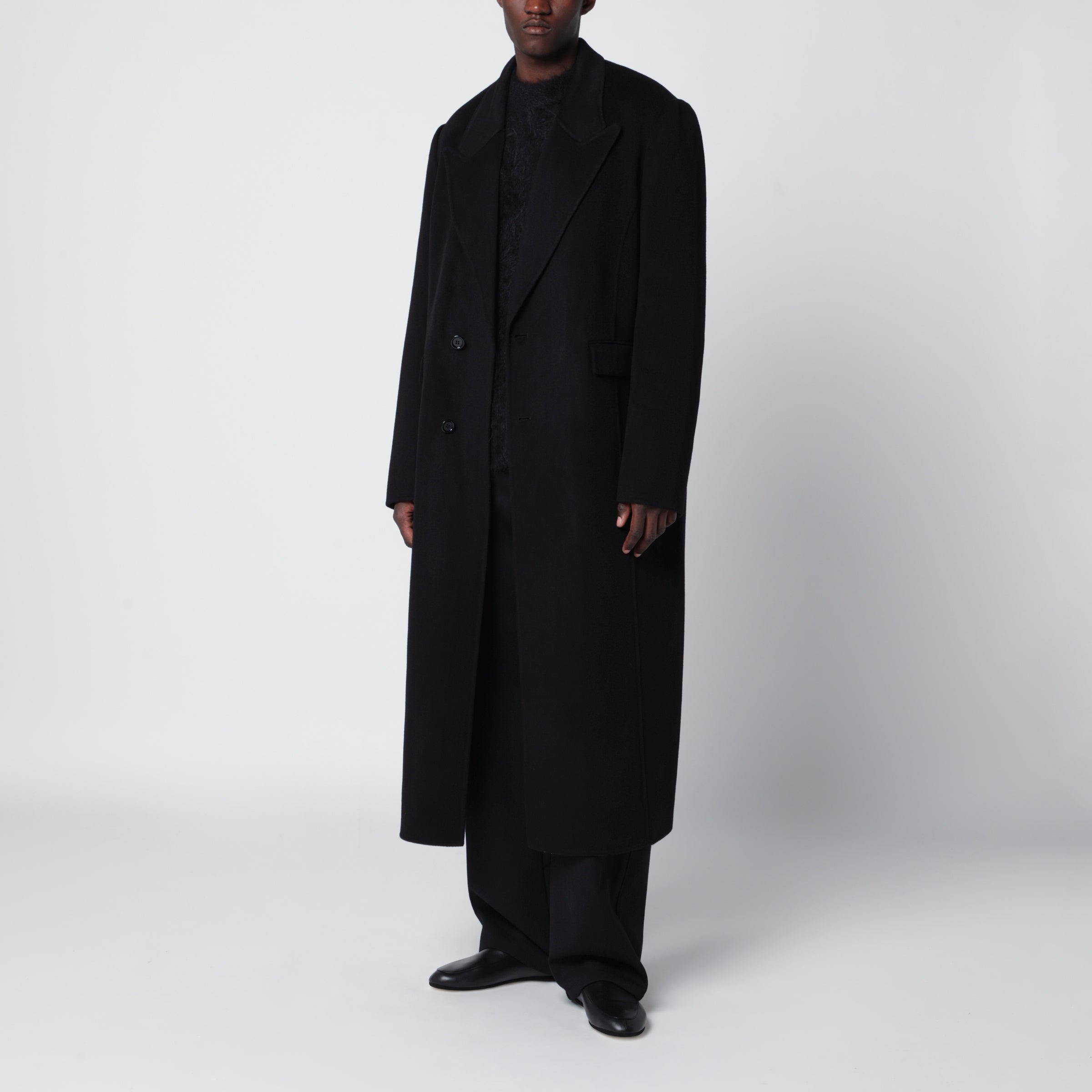 Sefr Séfr Long Black Wool And Cashmere Coat