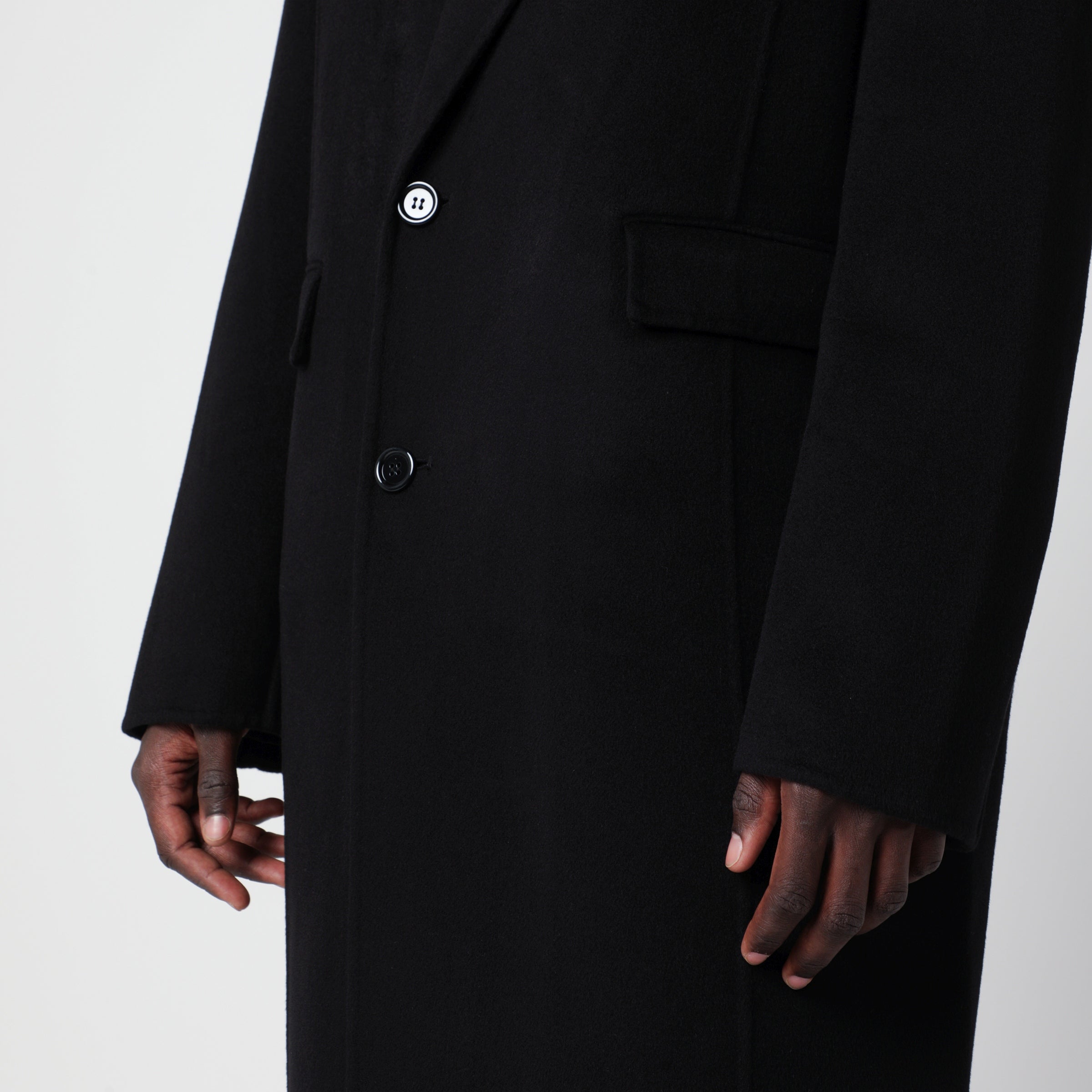 Sefr Séfr Long Black Wool And Cashmere Coat