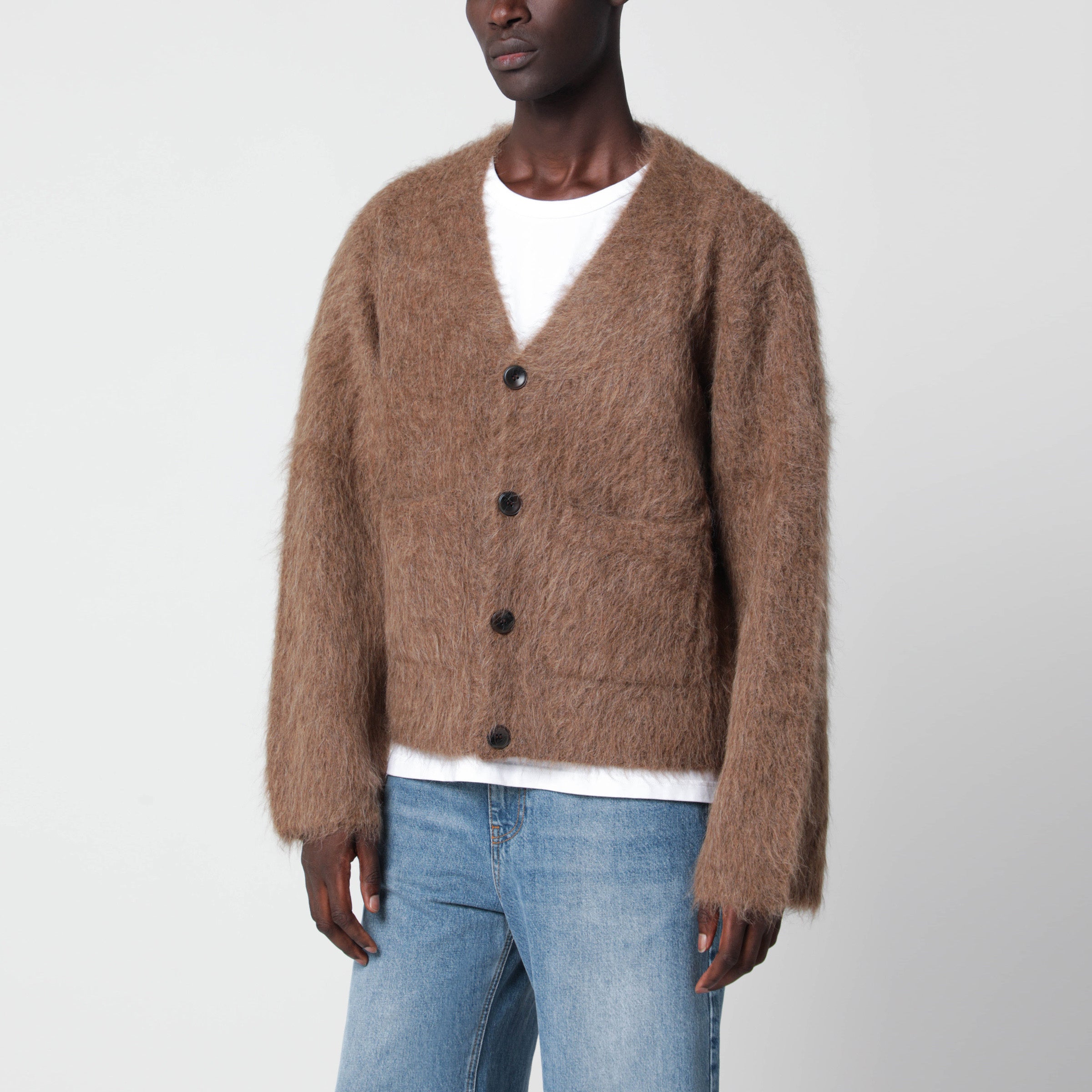 Sefr Séfr Taupe Cardigan In Alpaca Blend