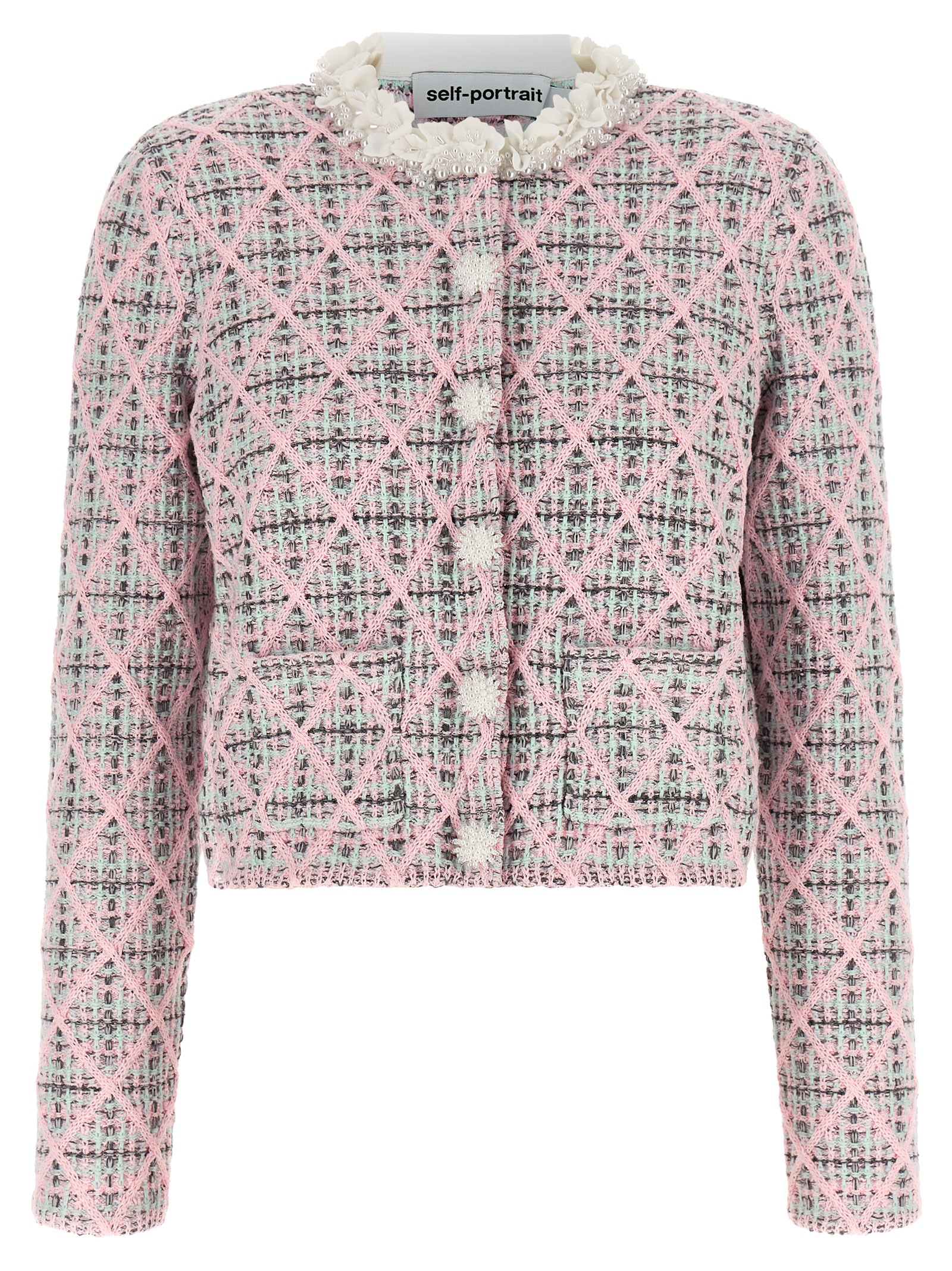 Self-Portrait Self Portrait Floral Collar Cardigan