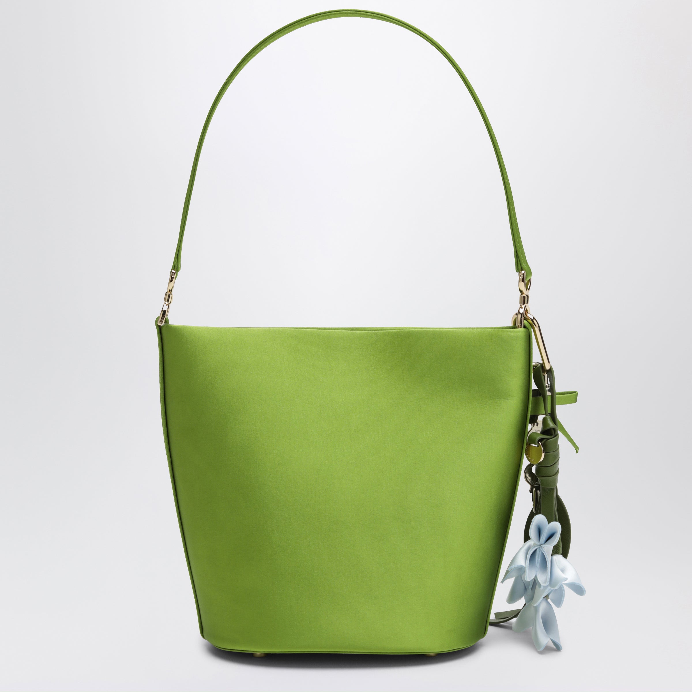 Self-Portrait Green Satin Bucket Bag