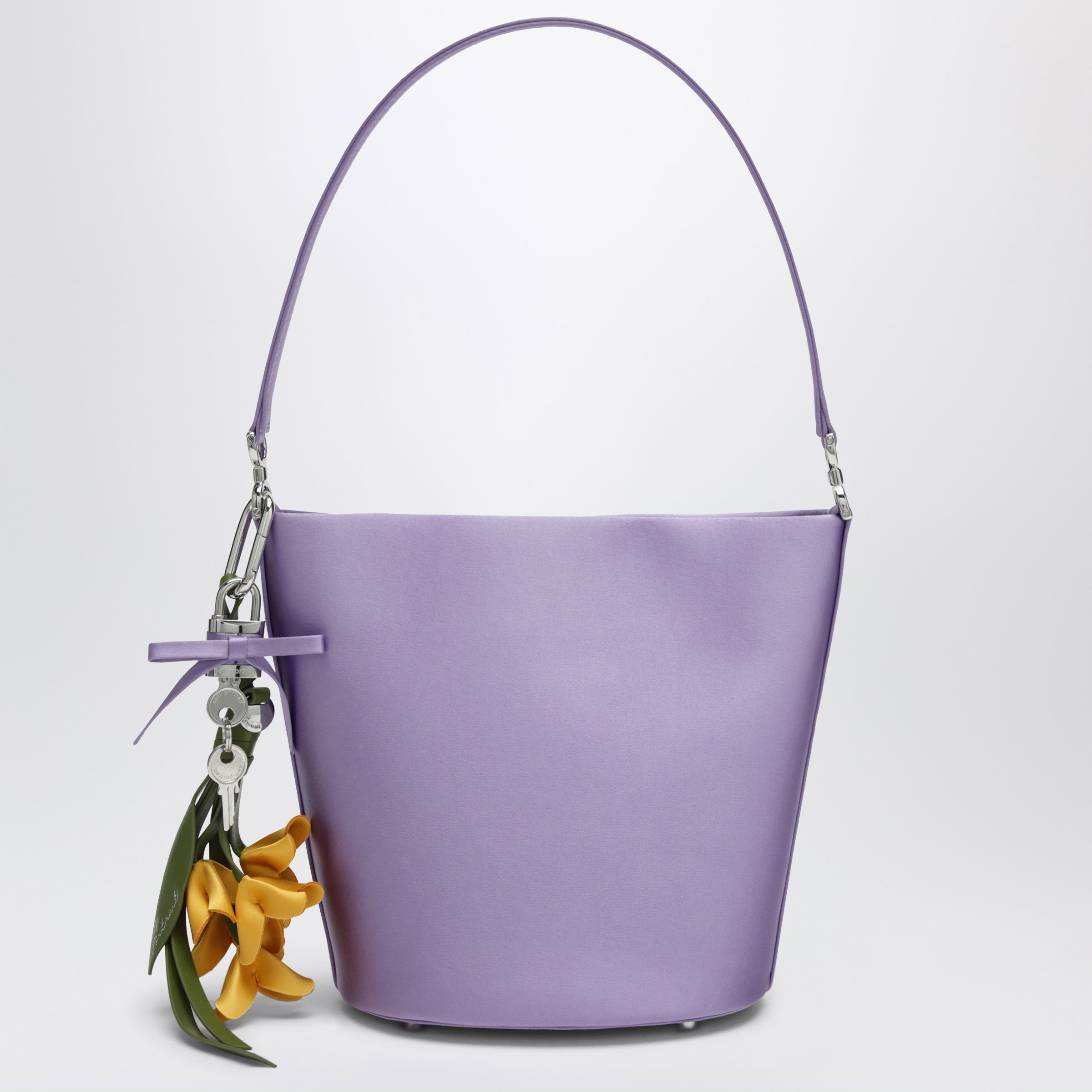 Self-Portrait Lilac Satin Bucket Bag