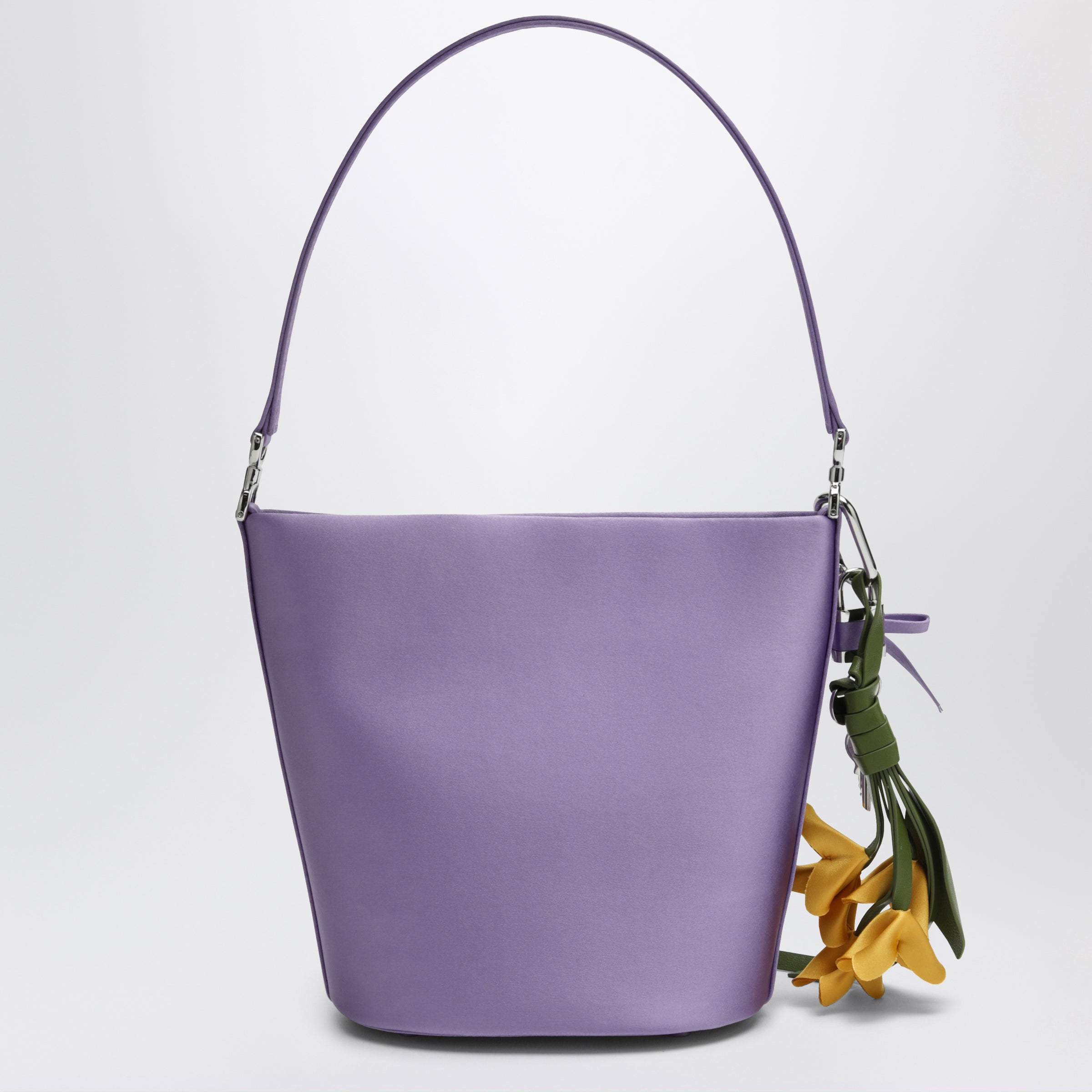 Self-Portrait Lilac Satin Bucket Bag