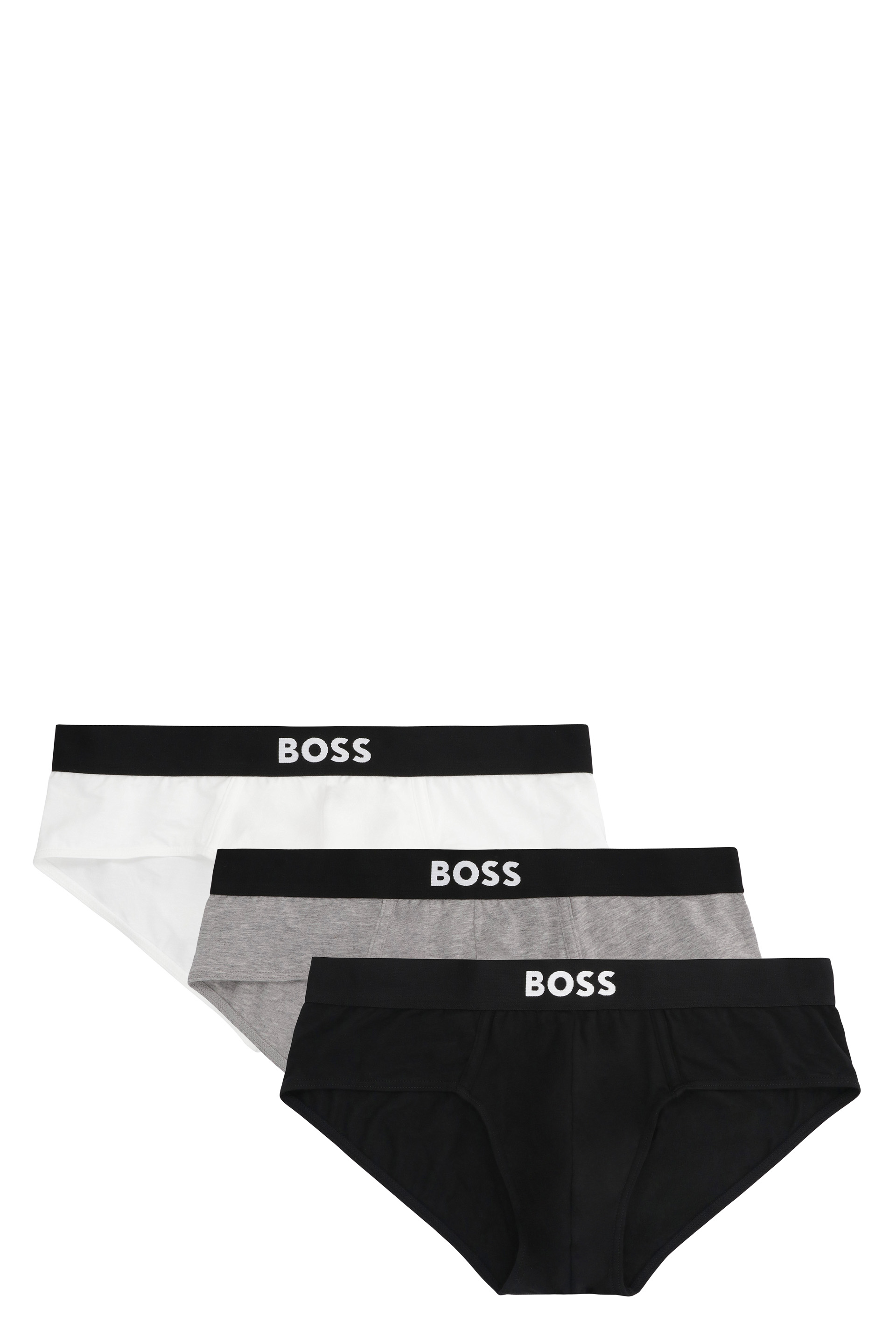 Boss Set Of Three Cotton Briefs With Logoed E