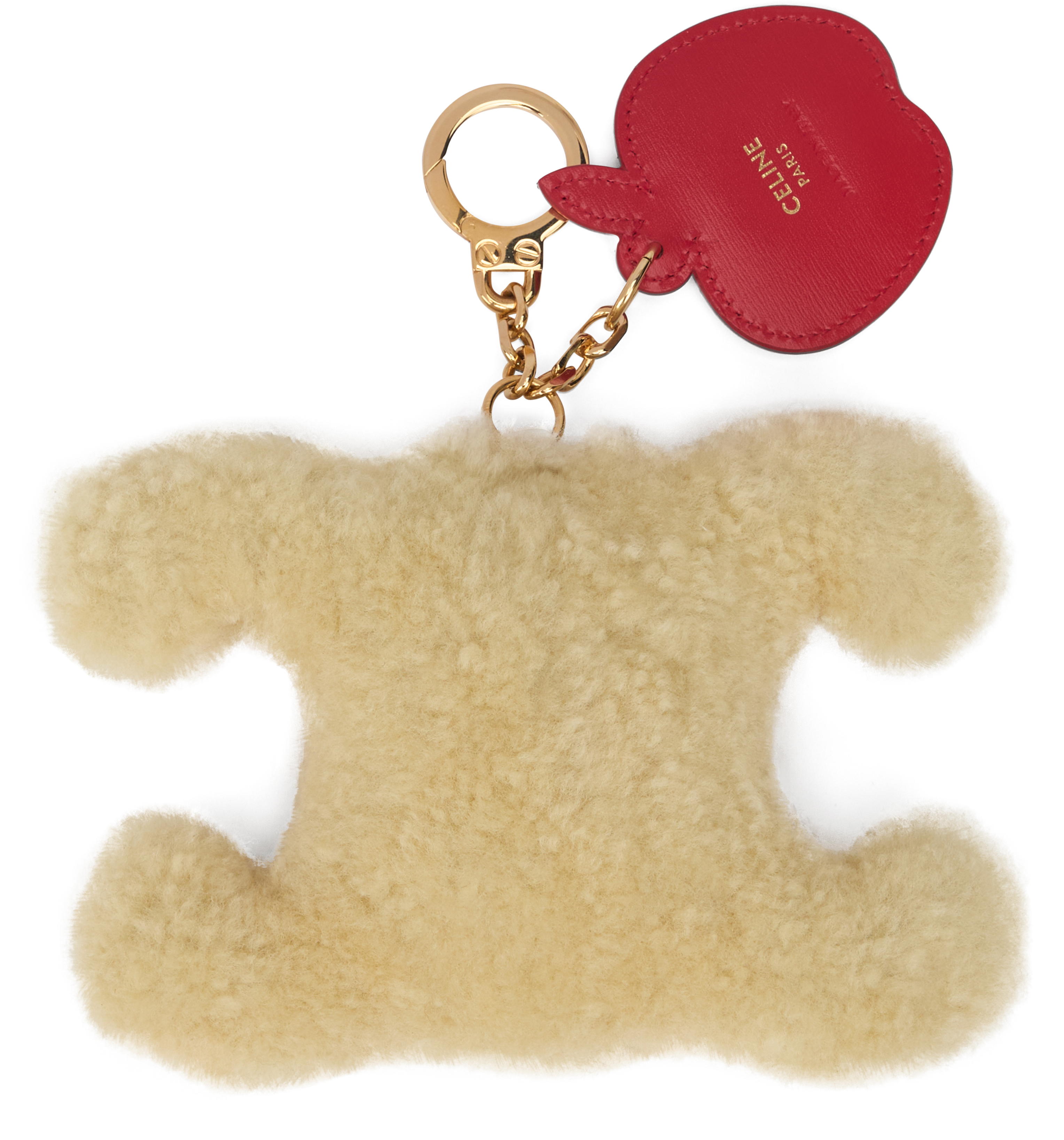 Celine Shearling Triomphe Keychain