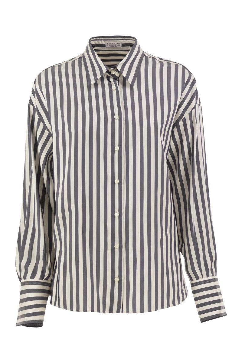 Brunello Cucinelli Silk Poplin Striped Shirt