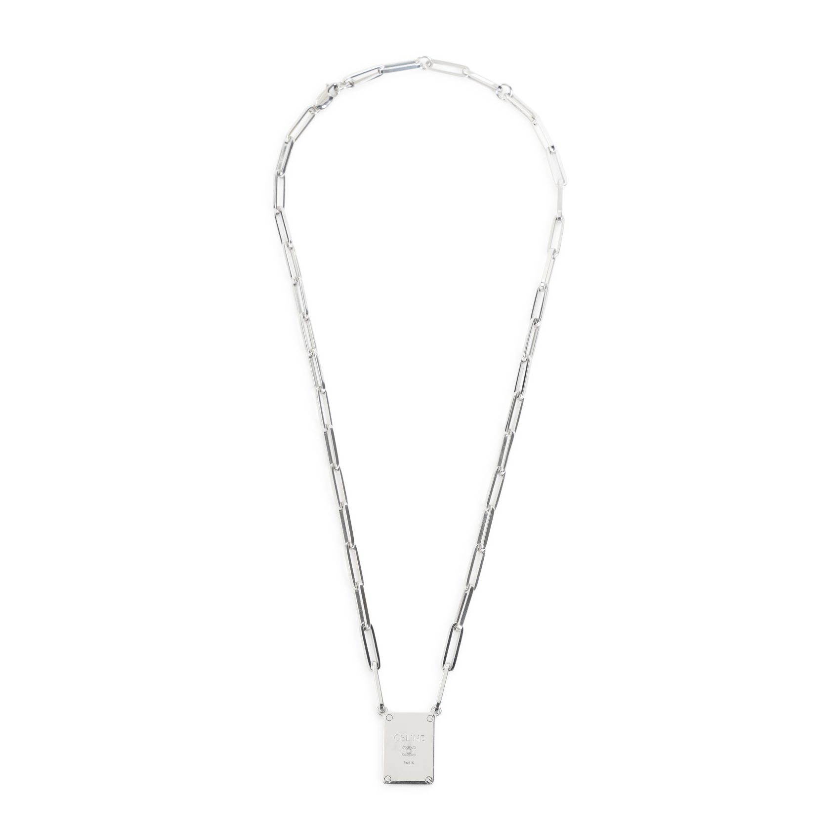 Celine Silver Tag Necklace
