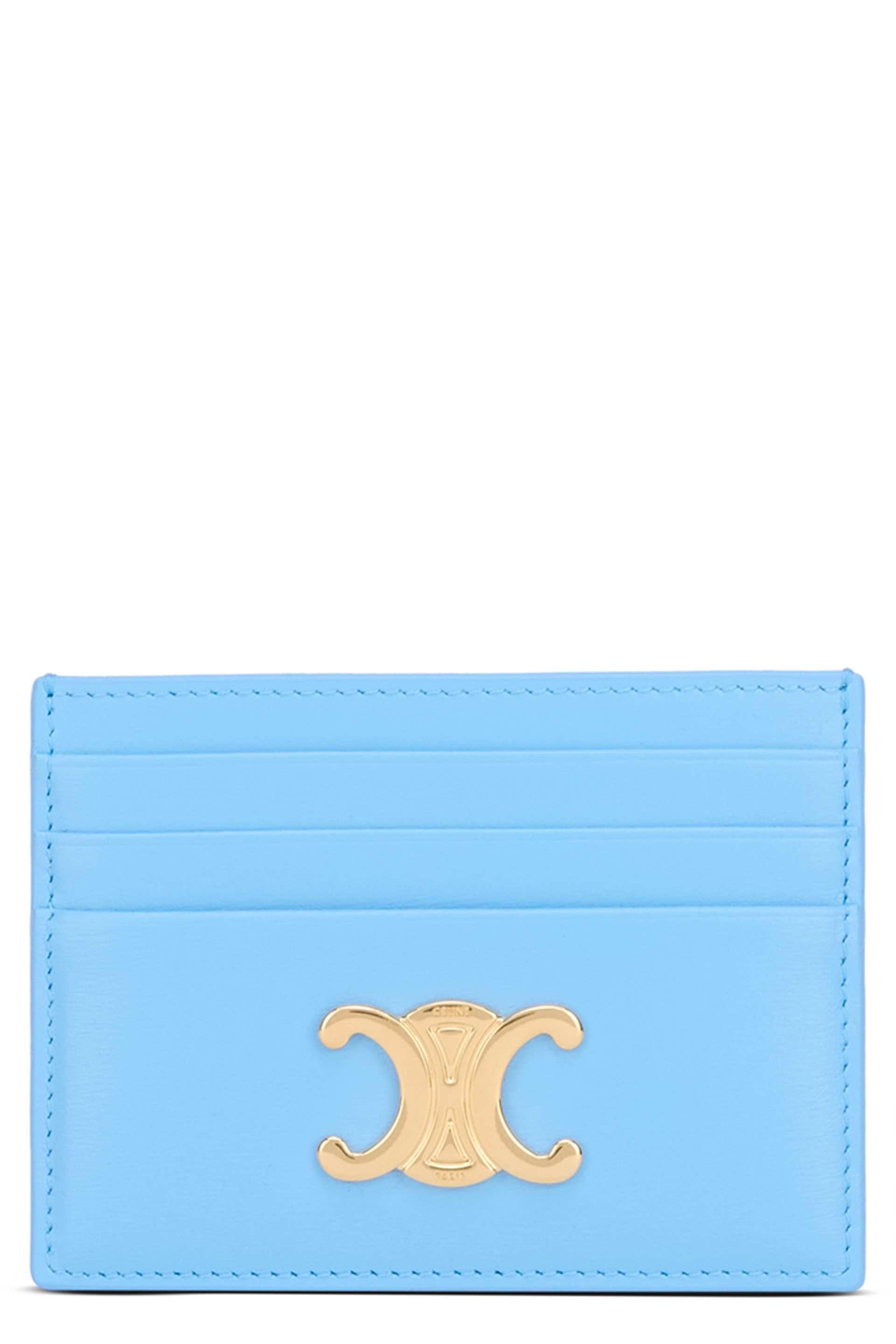 Celine Sky Blue Triomphe Calfskin Card Holder