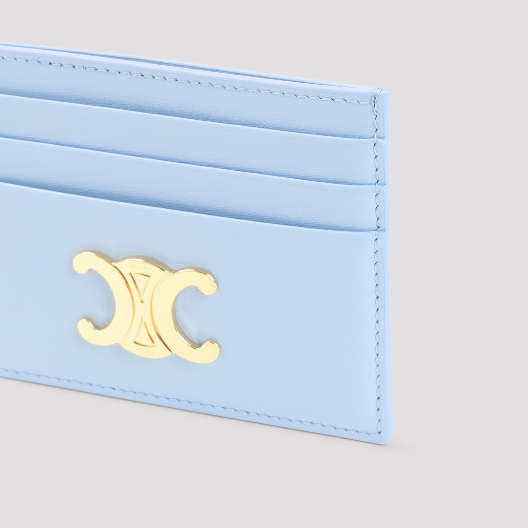 Celine Sky Blue Triomphe Calfskin Card Holder