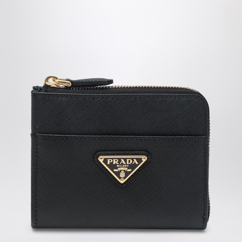Prada Small Black Saffiano Leather Ziparound W