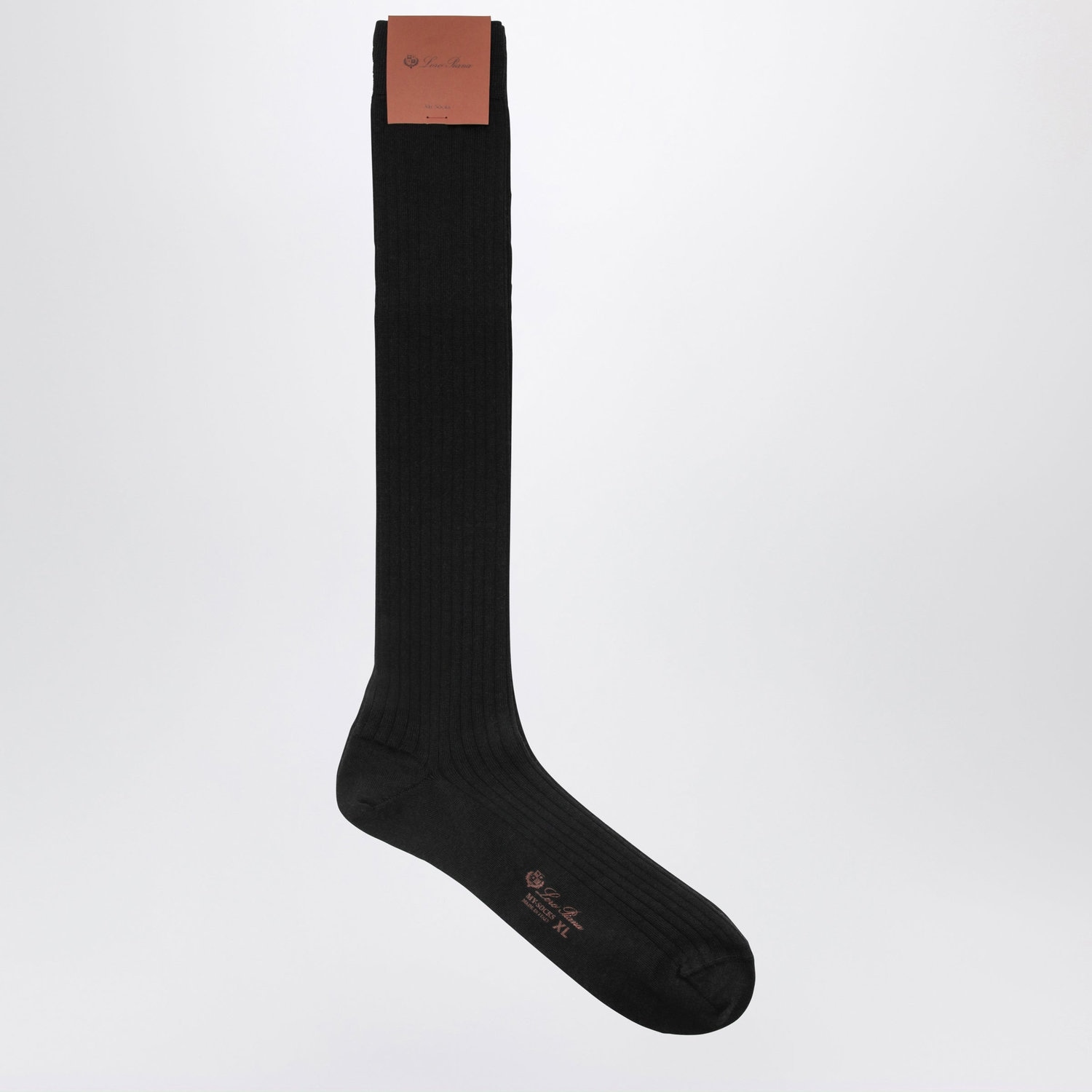 Loro piana Sottile Black Ribbed Cashmere Blend Sock