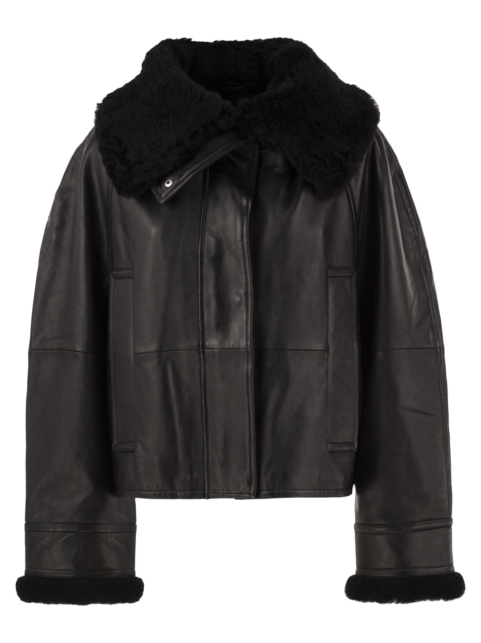 Sportmax Spssalve - Cropped Lambskin Leather Jack