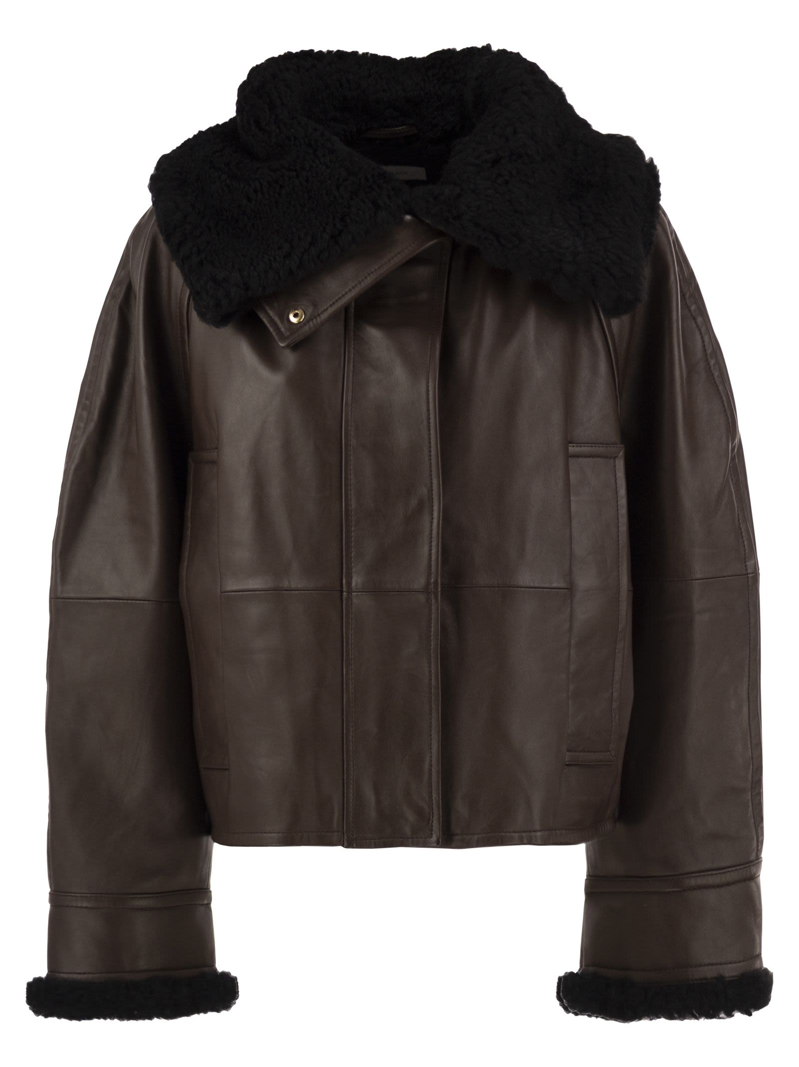 Sportmax Spssalve - Cropped Lambskin Leather Jack