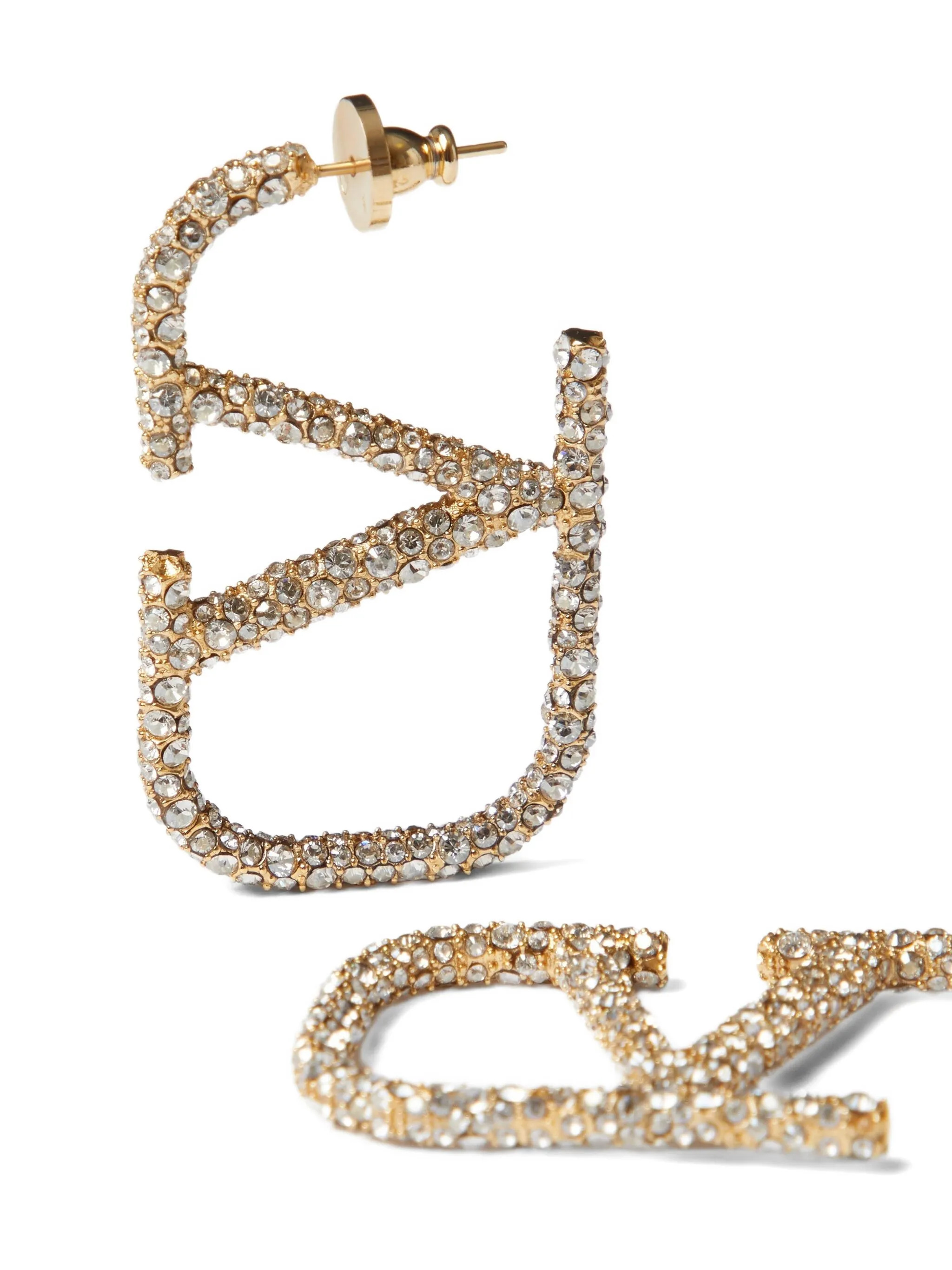 Valentino Star-Embellished Crystal Hoop Earrings