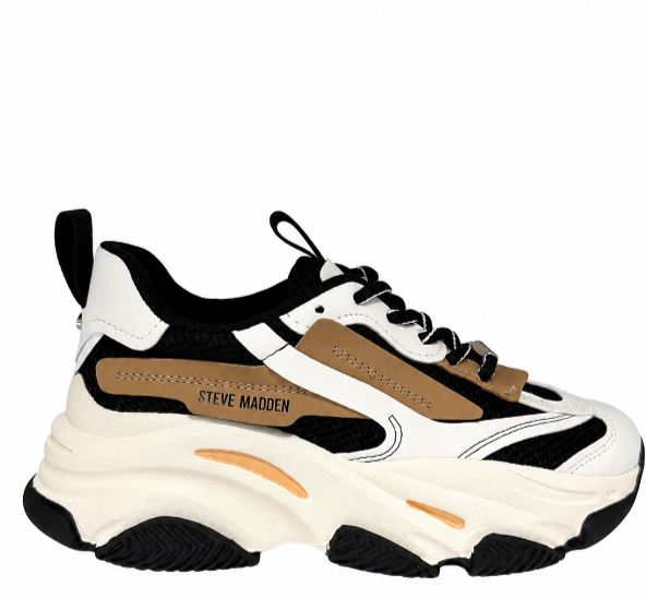 Steve Madden Black Tan Synthetic Shoes