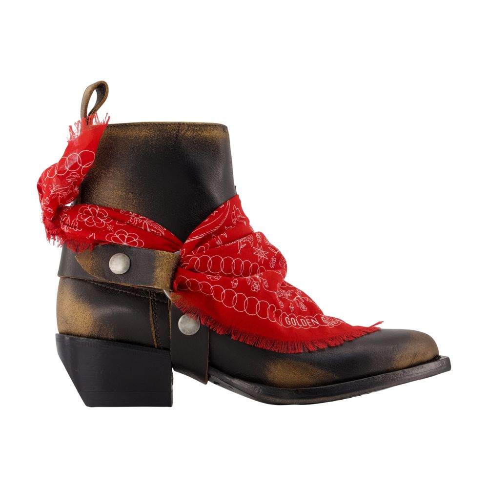 Golden Goose Stivali Debbie Bassi In Pelle Nera Con F
