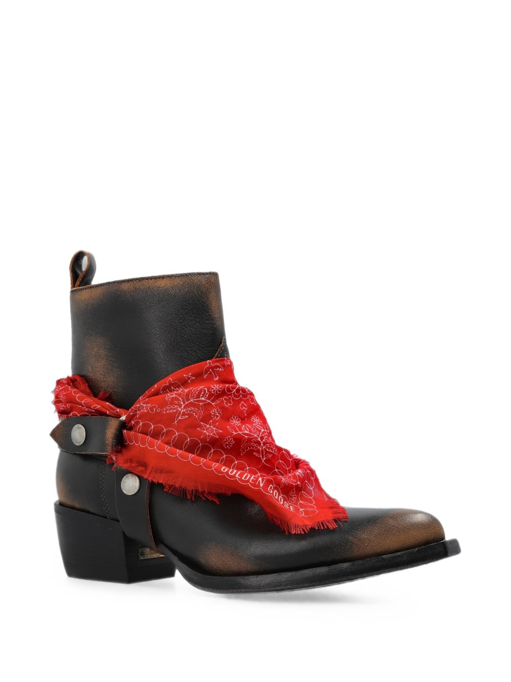 Golden Goose Stivali Debbie Bassi In Pelle Nera Con F