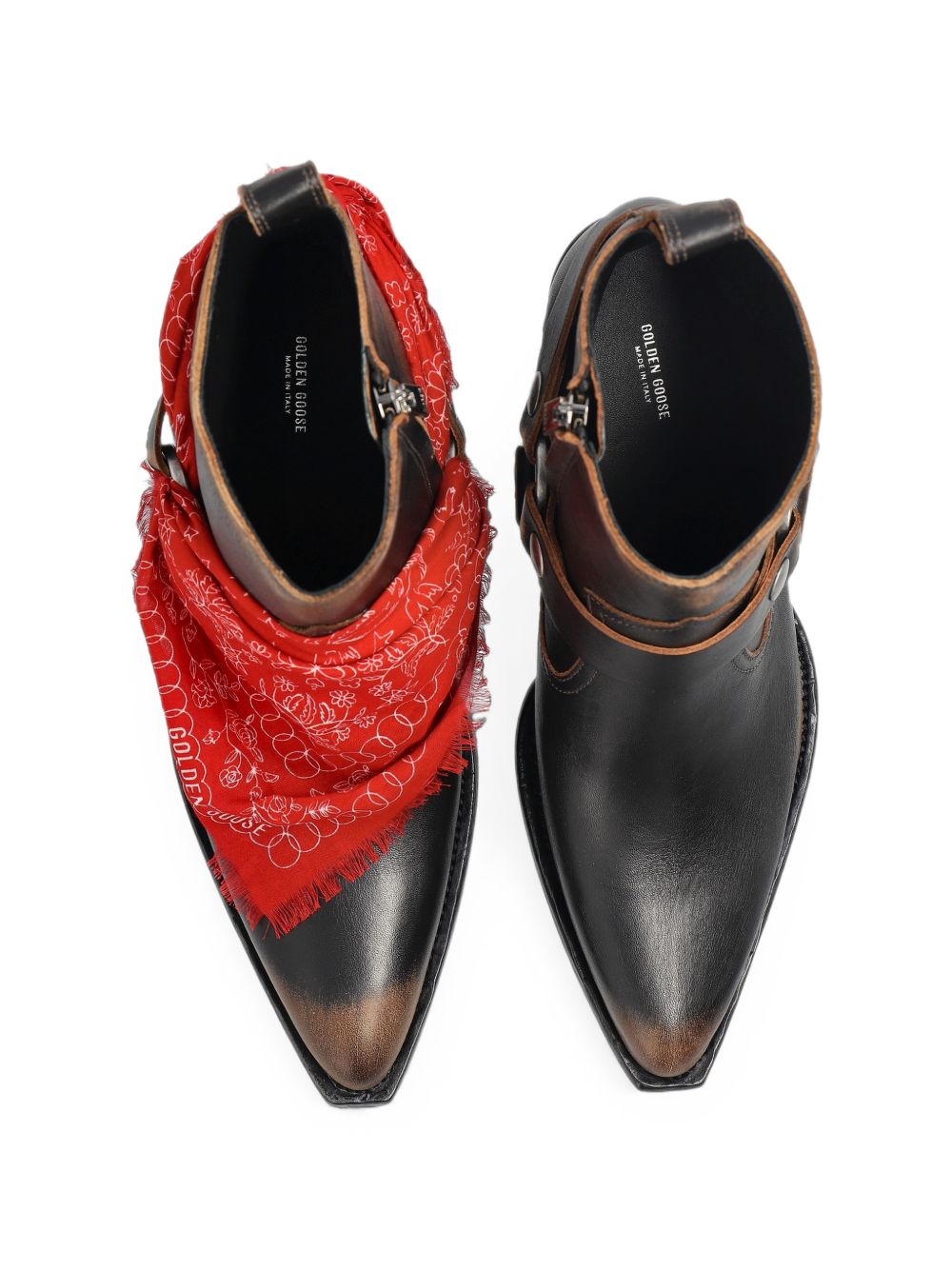 Golden Goose Stivali Debbie Bassi In Pelle Nera Con F