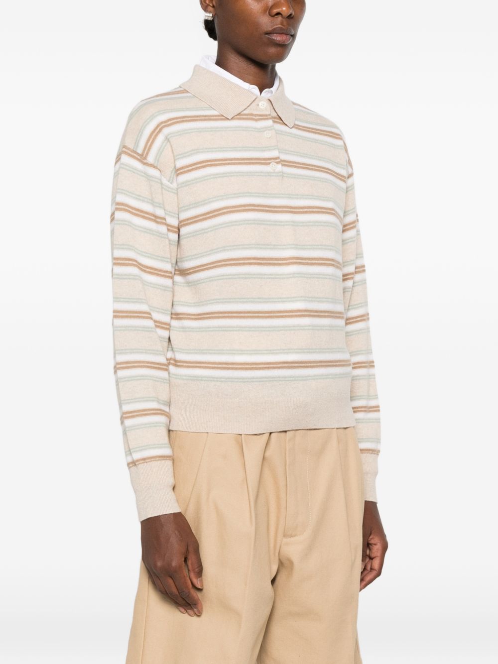 Guest In Residence Striped Cashmere Polo Shirt