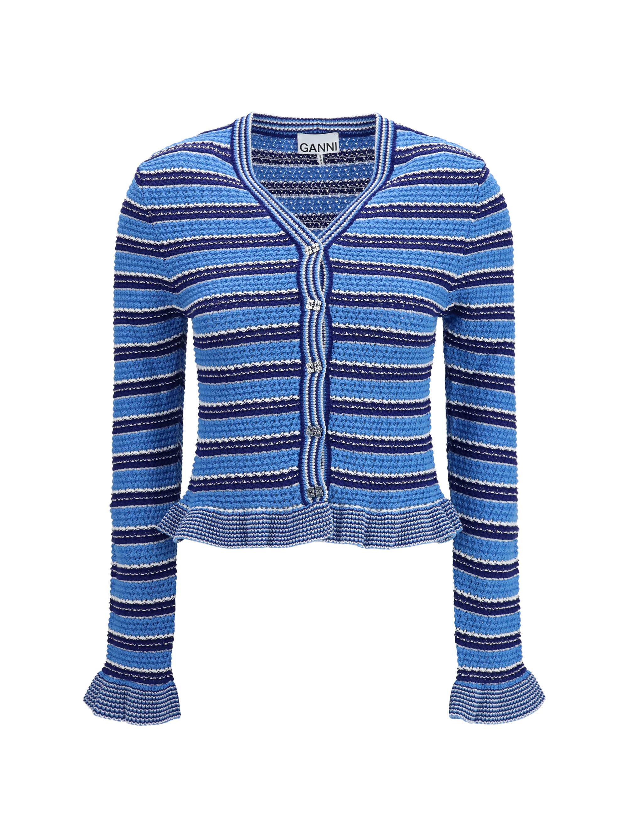 Ganni Striped Cotton Cardigan