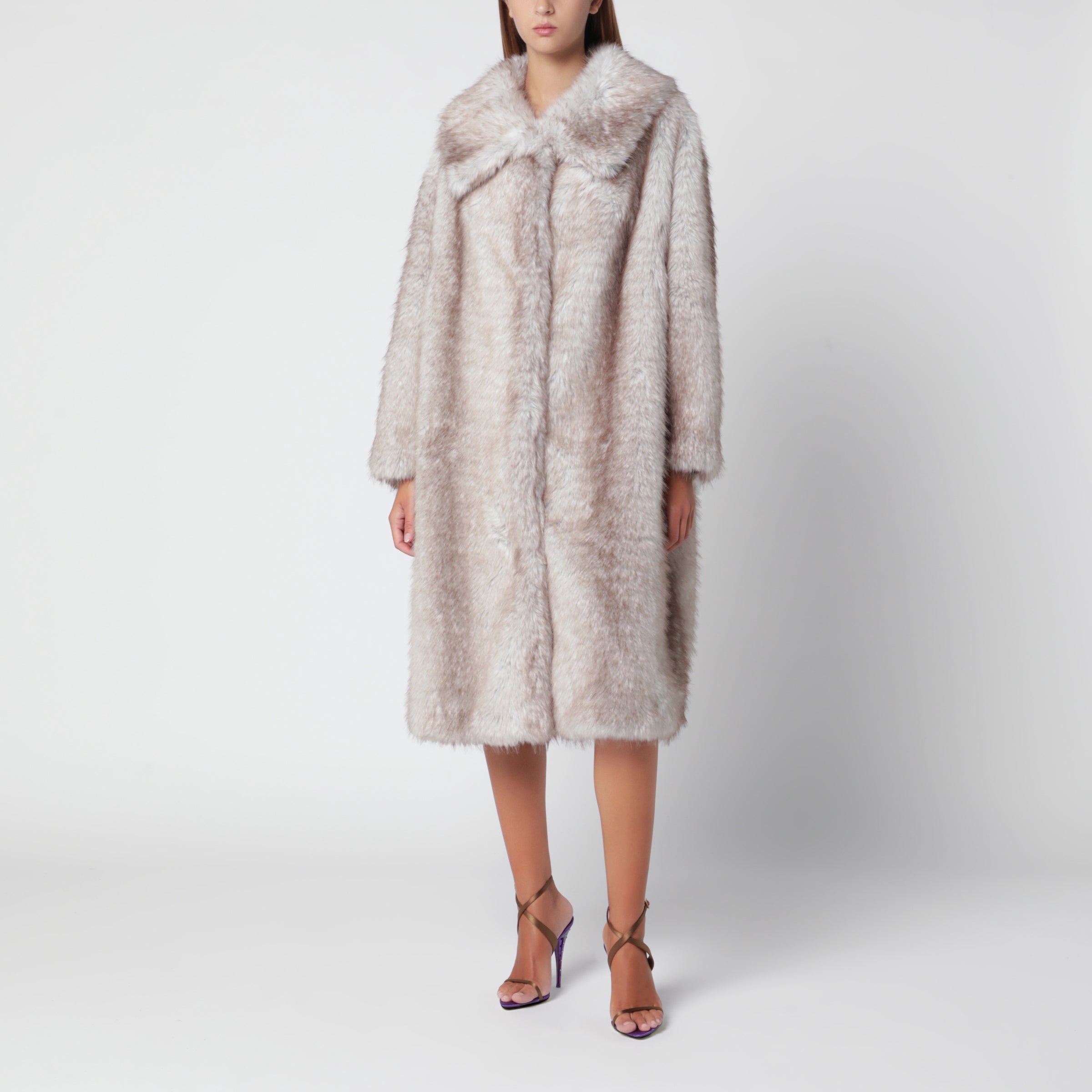 Sword 6644 Pearl Beige Faux Fur Coat