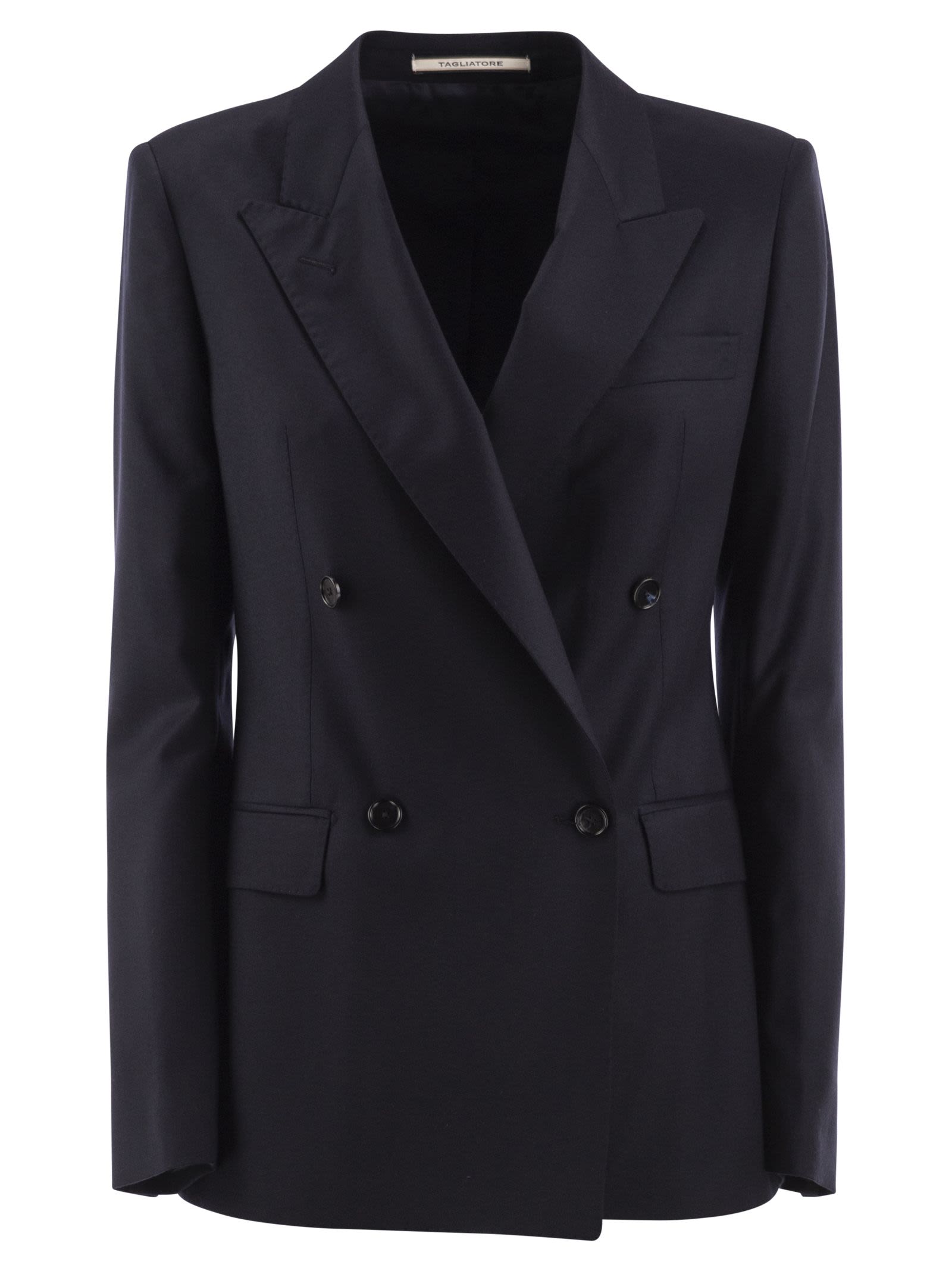 Tagliatore Virgin Wool And Silk Double-Breasted Bla