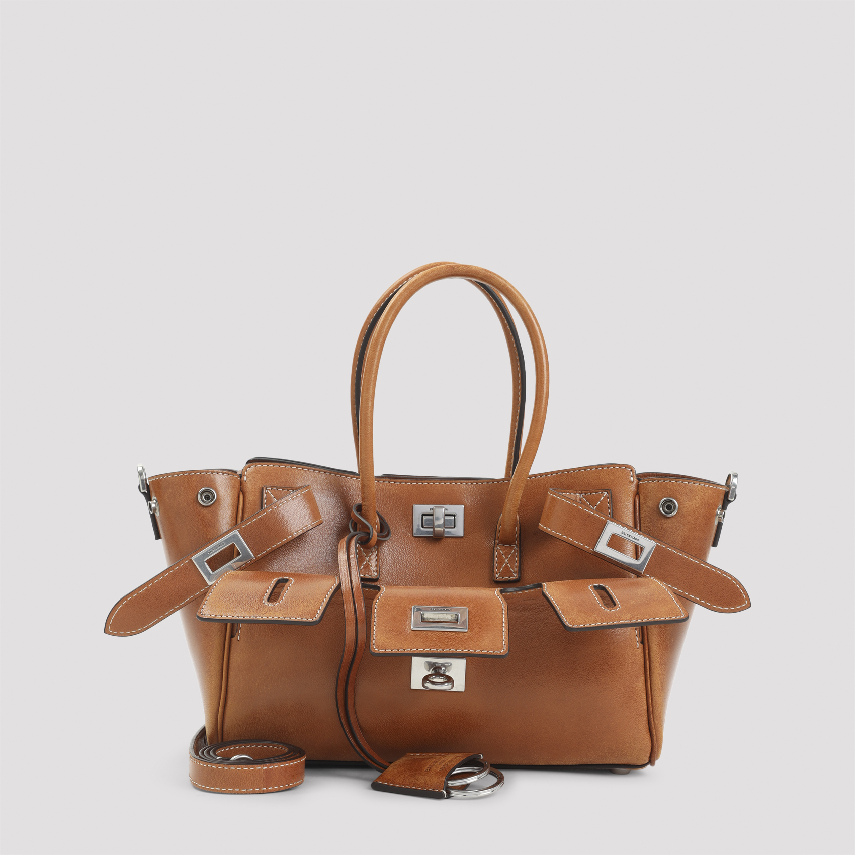 Balenciaga Tan Cowboy Brown Leather Bel Air Carry H
