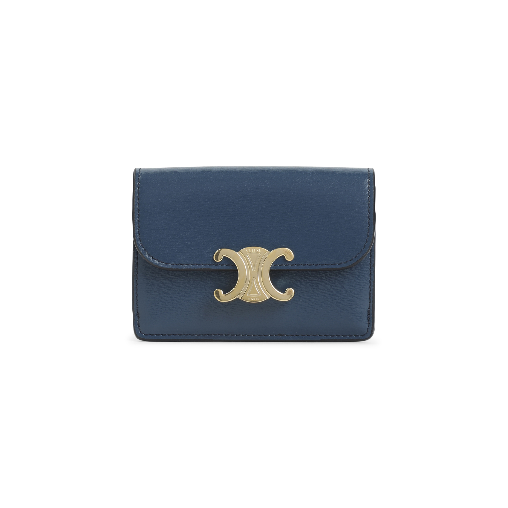 Celine Teal Blue Calf Leather Card Holder With 