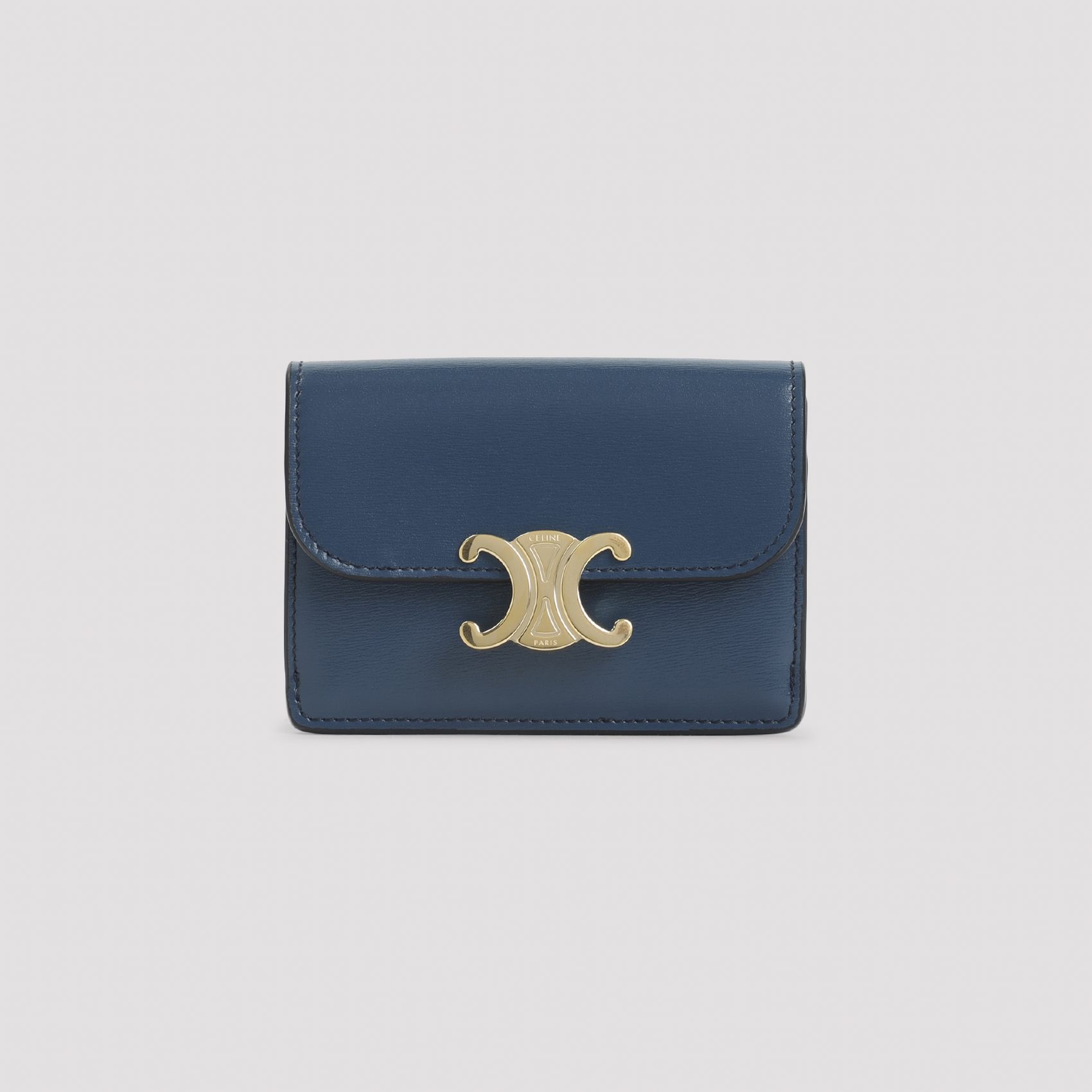 Celine Teal Blue Calf Leather Card Holder With