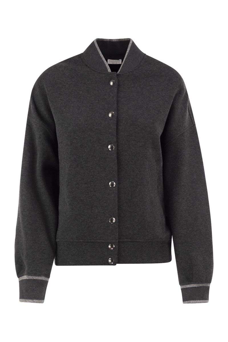 Brunello Cucinelli Technical Jersey Bomber With Luminous Kn