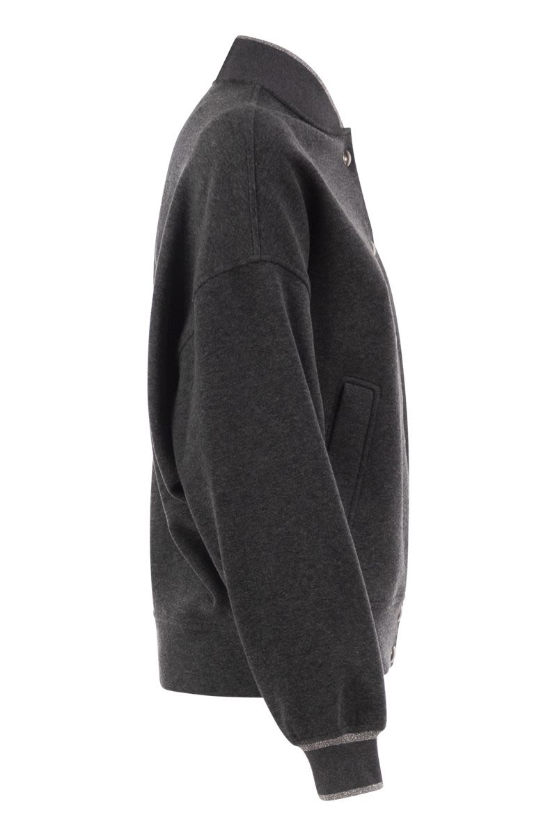 Brunello Cucinelli Technical Jersey Bomber With Luminous Kn