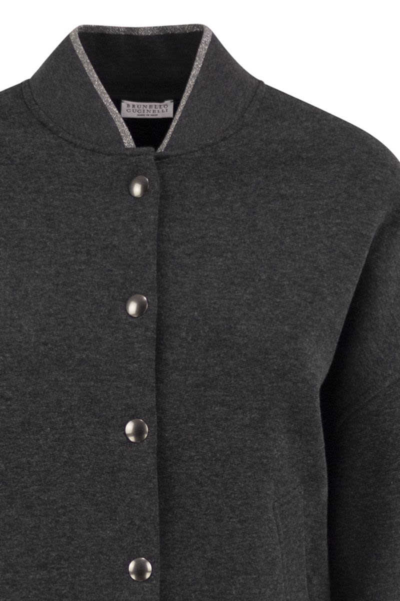 Brunello Cucinelli Technical Jersey Bomber With Luminous Kn