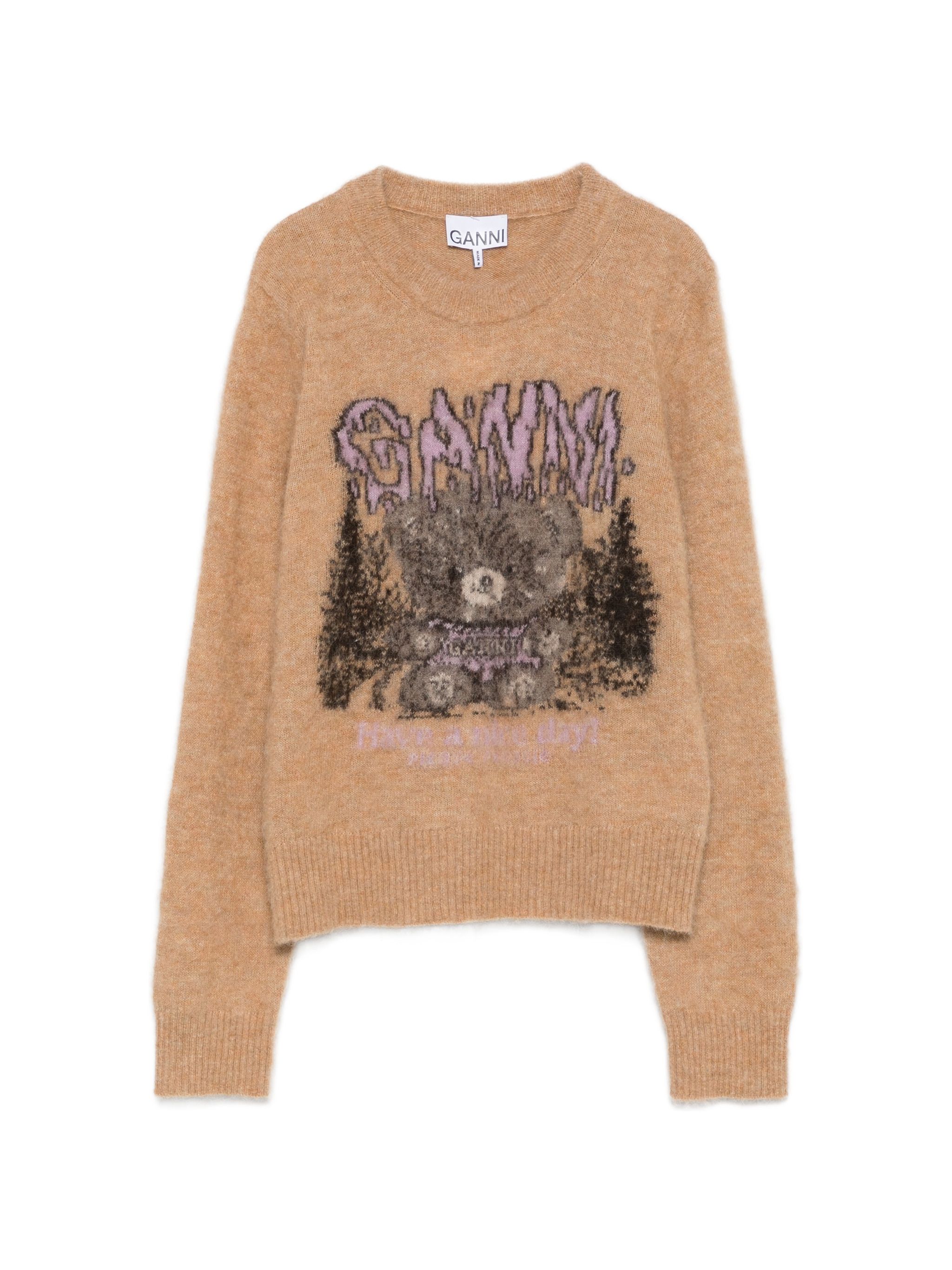 Ganni Teddy Brushed Alpaca Crewneck Sweater