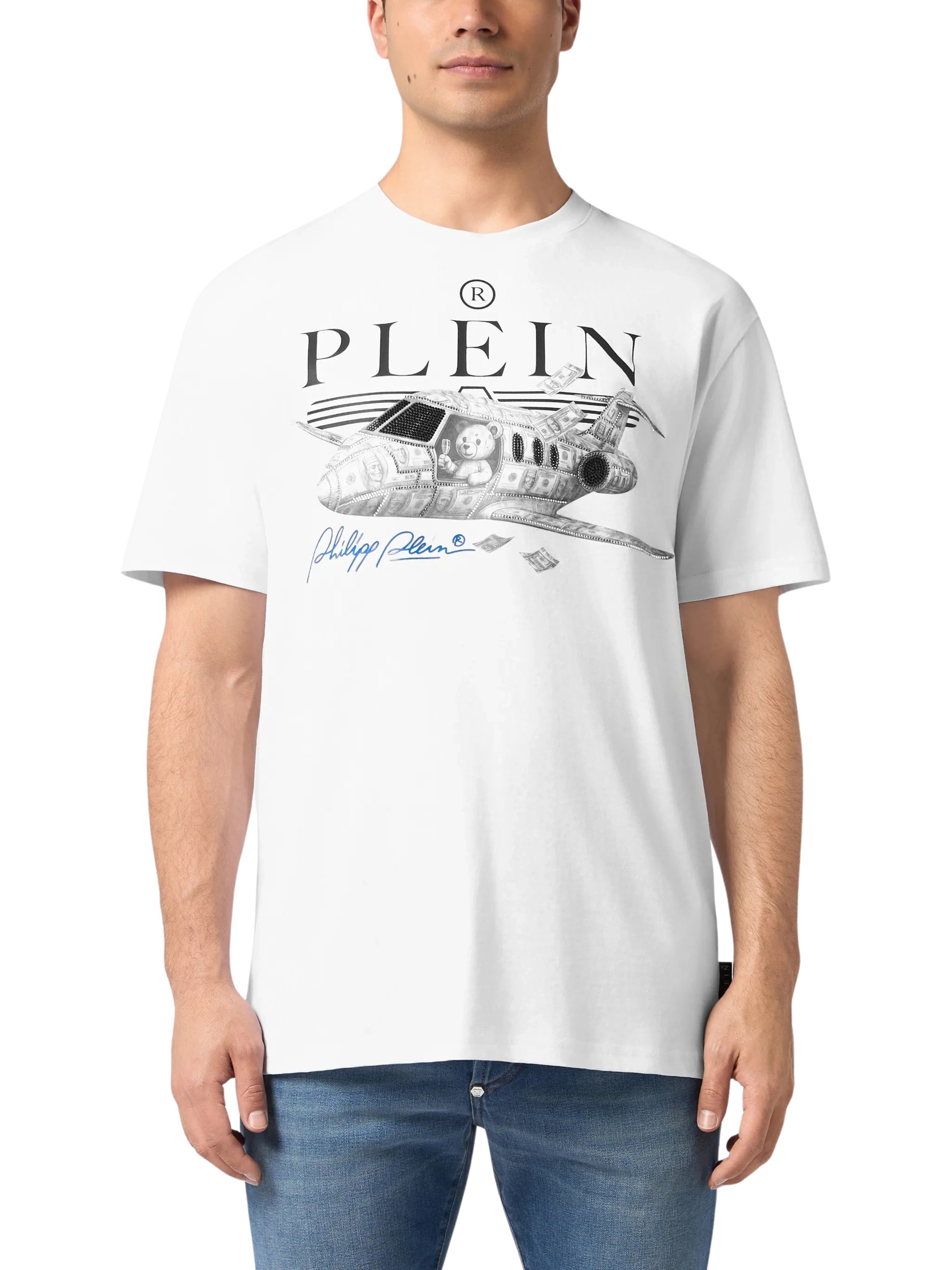 Philipp Plein Teddy Plane Crystal-Embellished T-Shirt