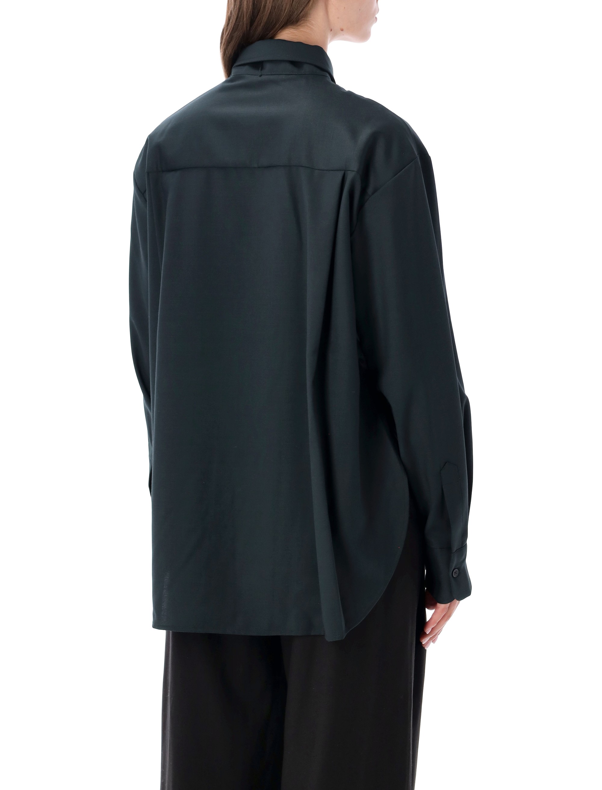 The Frankie Shop Peri Tie Neck Bottle Green Shirt
